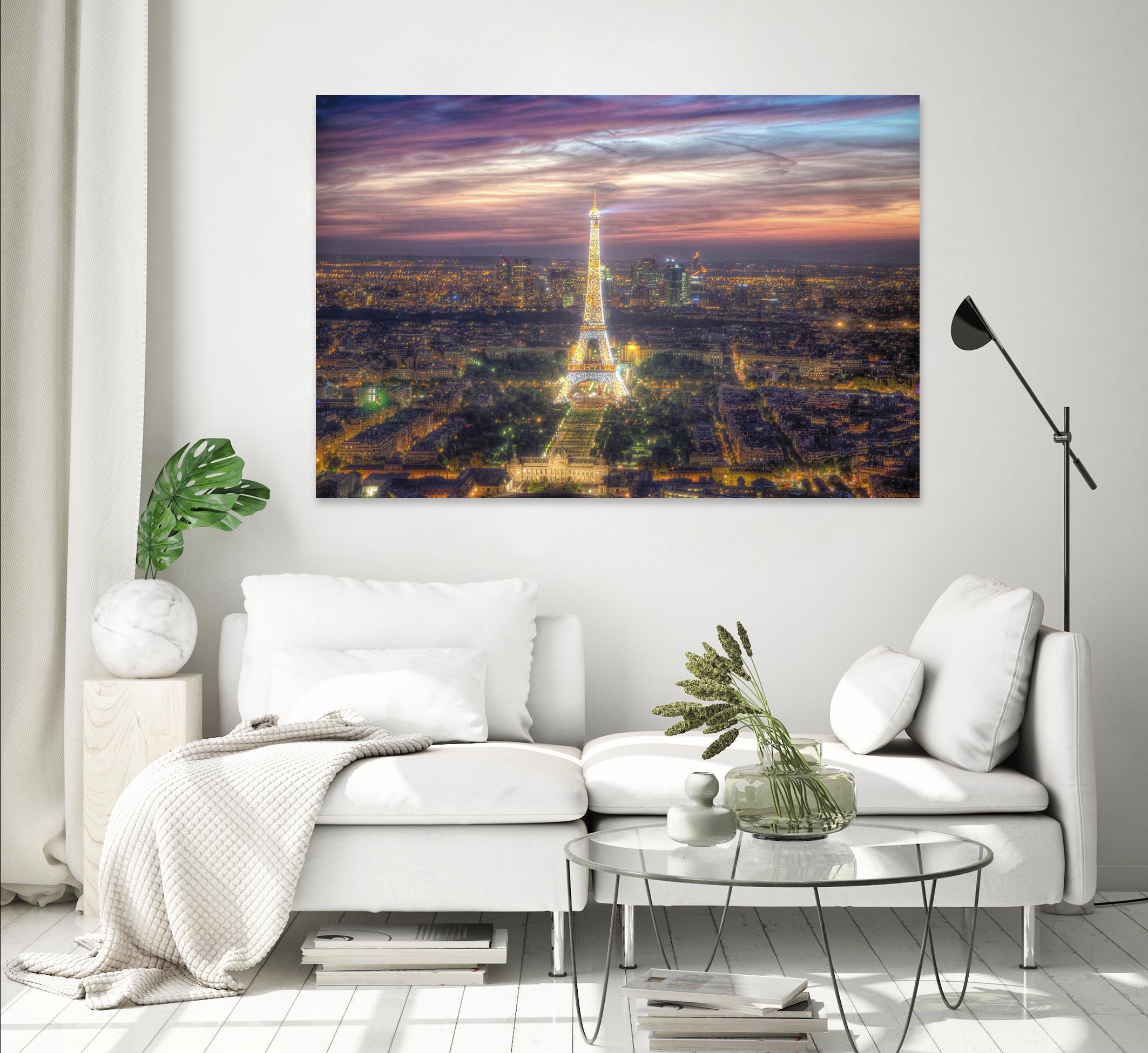 The sparkling lights of the Eiffel Tower by Nick Jackson on GIANT ART - pink city scene
