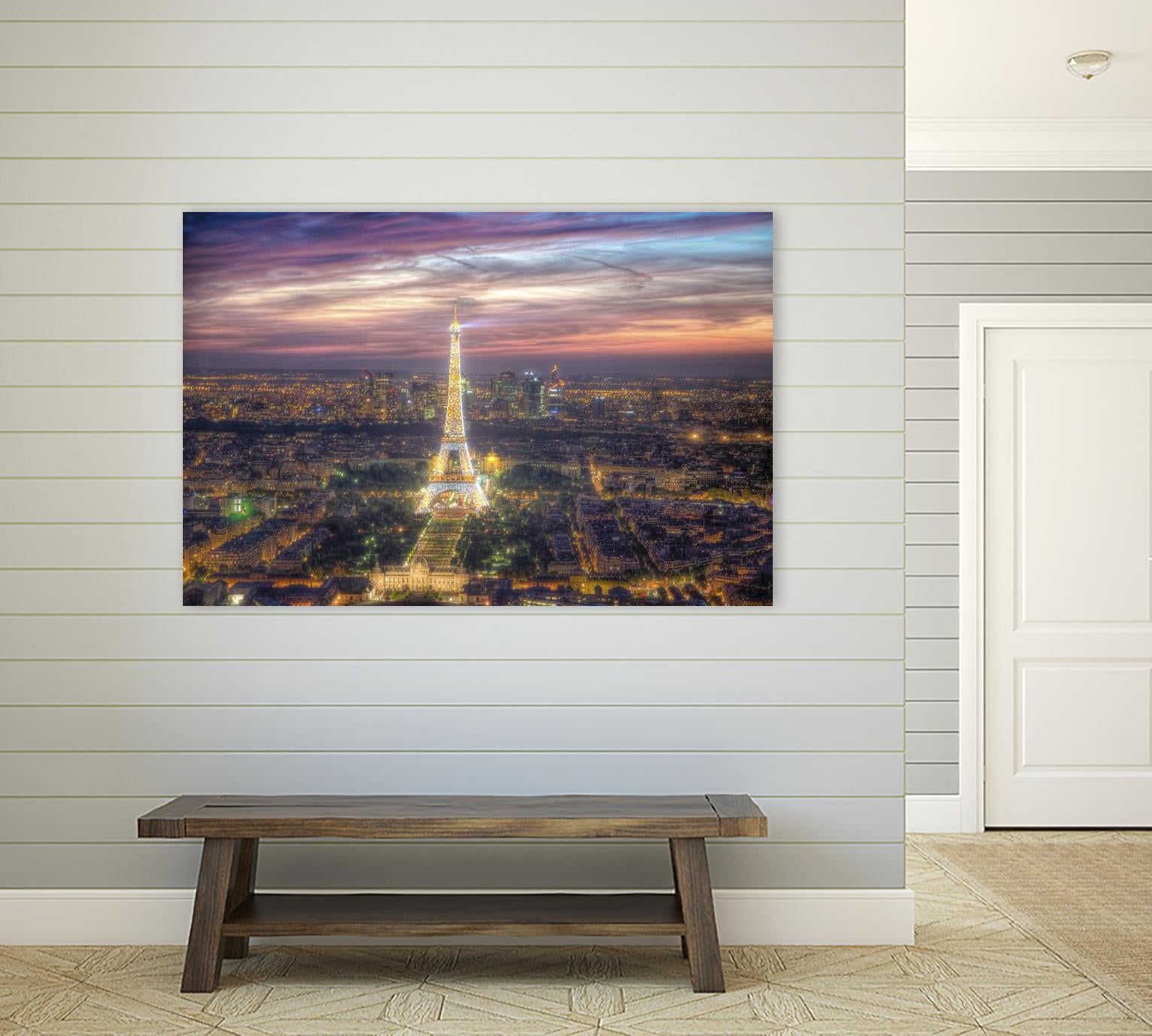The sparkling lights of the Eiffel Tower by Nick Jackson on GIANT ART - pink city scene