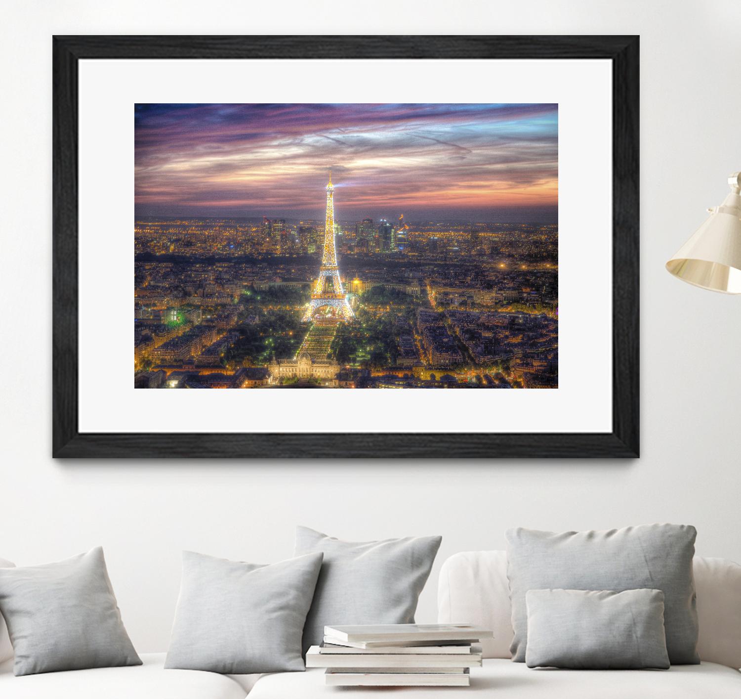 The sparkling lights of the Eiffel Tower by Nick Jackson on GIANT ART - pink city scene