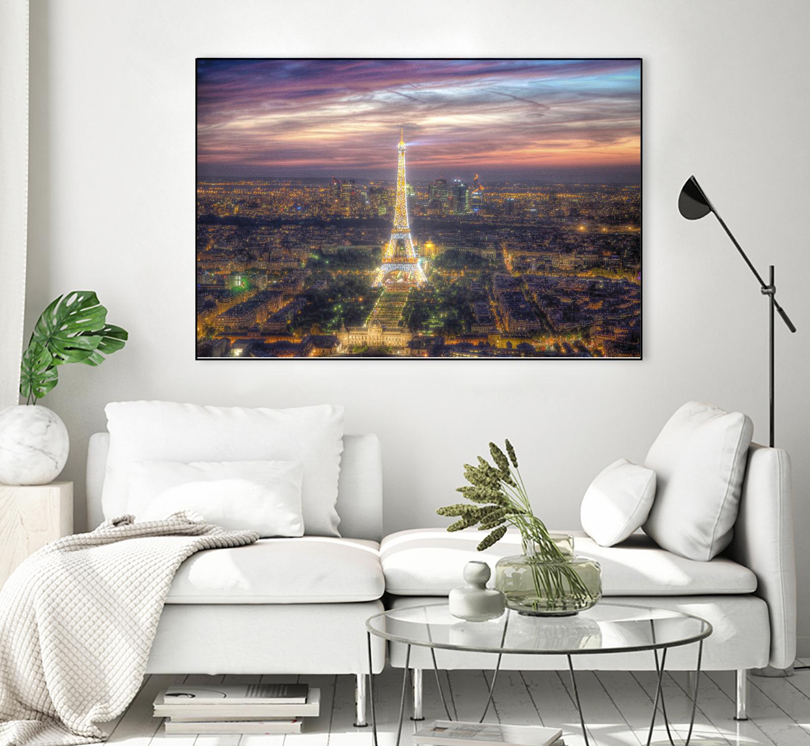 The sparkling lights of the Eiffel Tower by Nick Jackson on GIANT ART - pink city scene