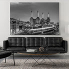 Trains pass Battersea Power Sation by Nick Jackson on GIANT ART - white city scene