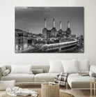 Trains pass Battersea Power Sation by Nick Jackson on GIANT ART - white city scene