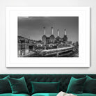 Trains pass Battersea Power Sation by Nick Jackson on GIANT ART - white city scene