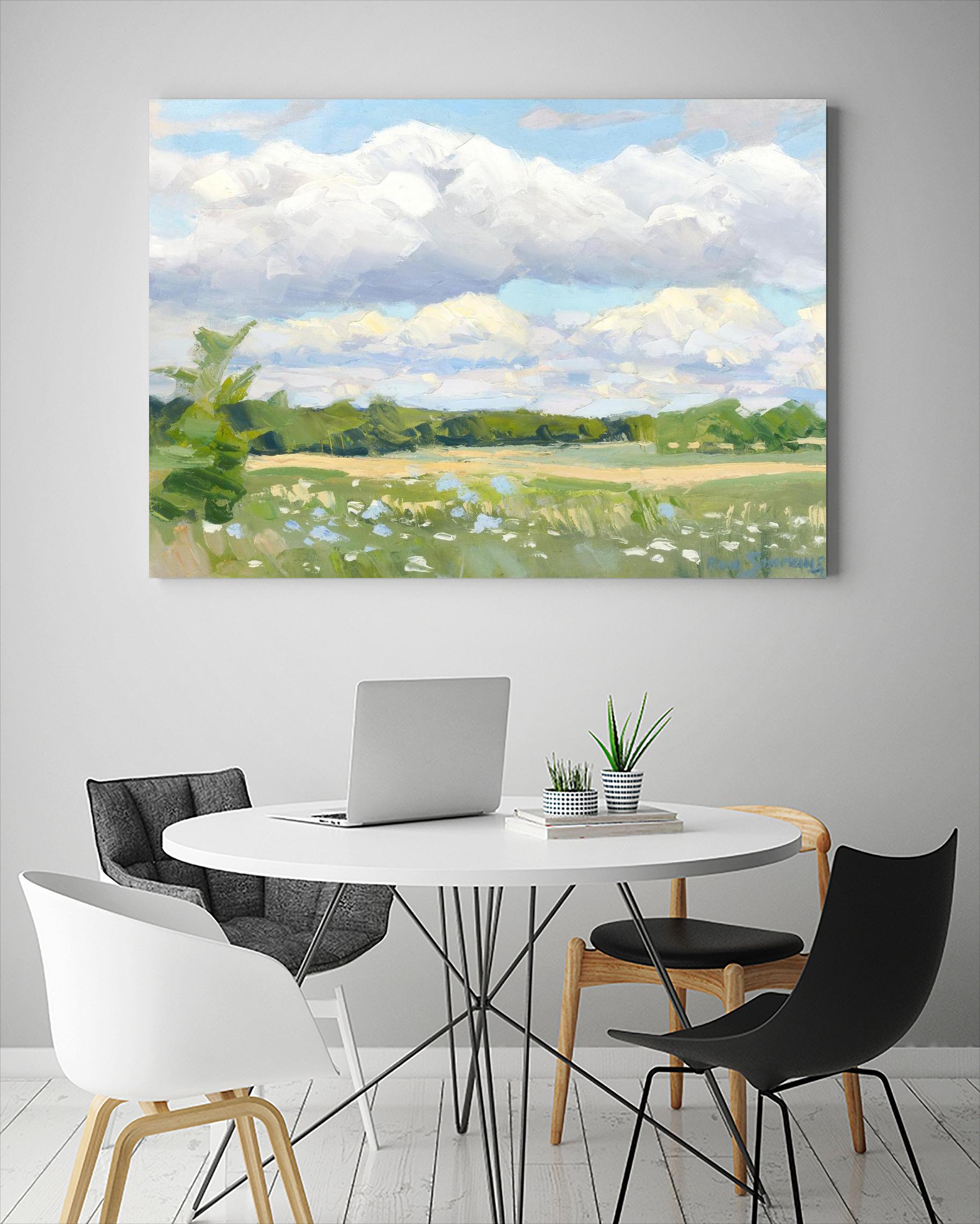 Blue Chickory Fields by Ron Simpkins on GIANT ART - green landscape canadiens