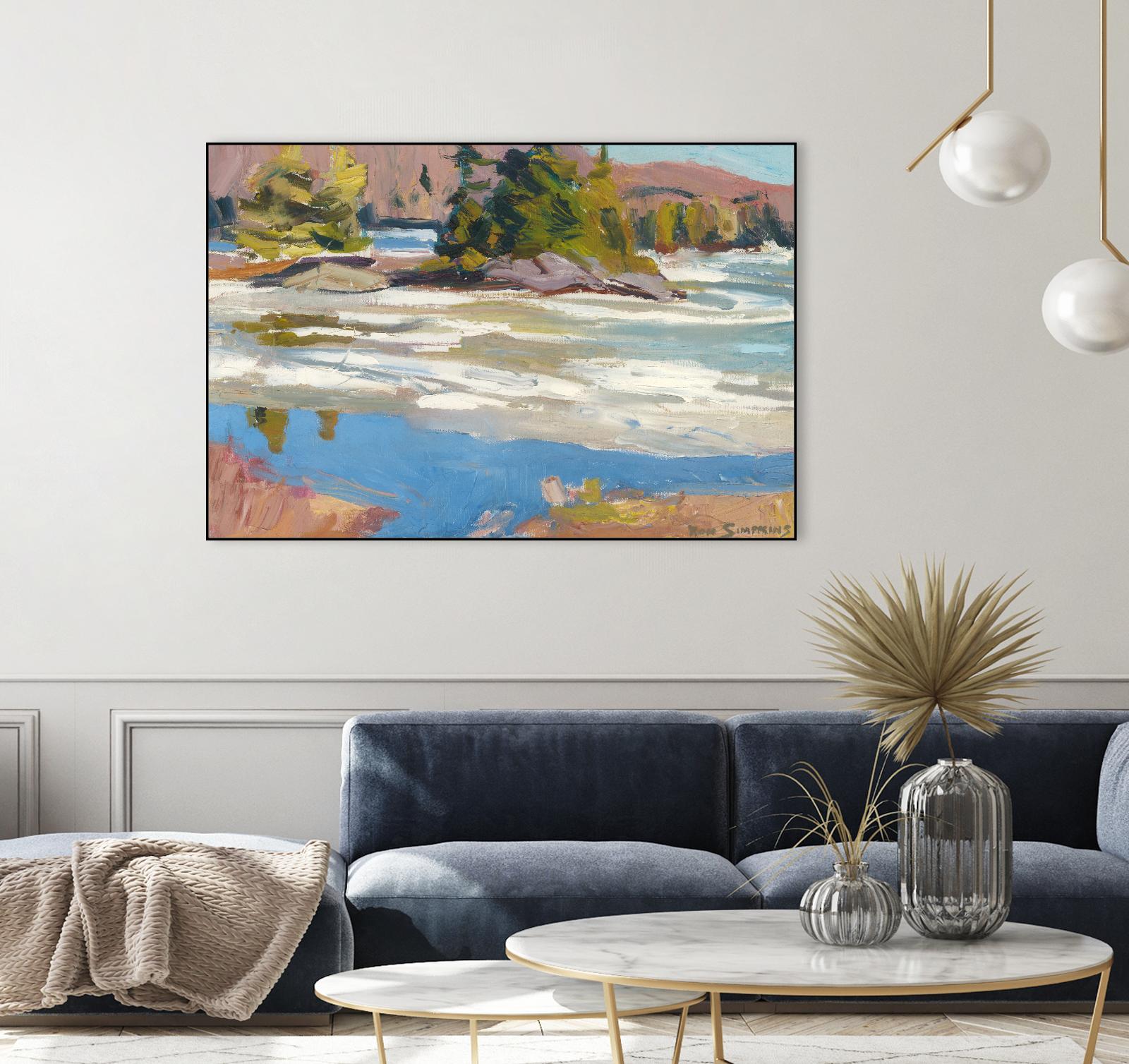 Little Running River by Ron Simpkins on GIANT ART - blue landscape