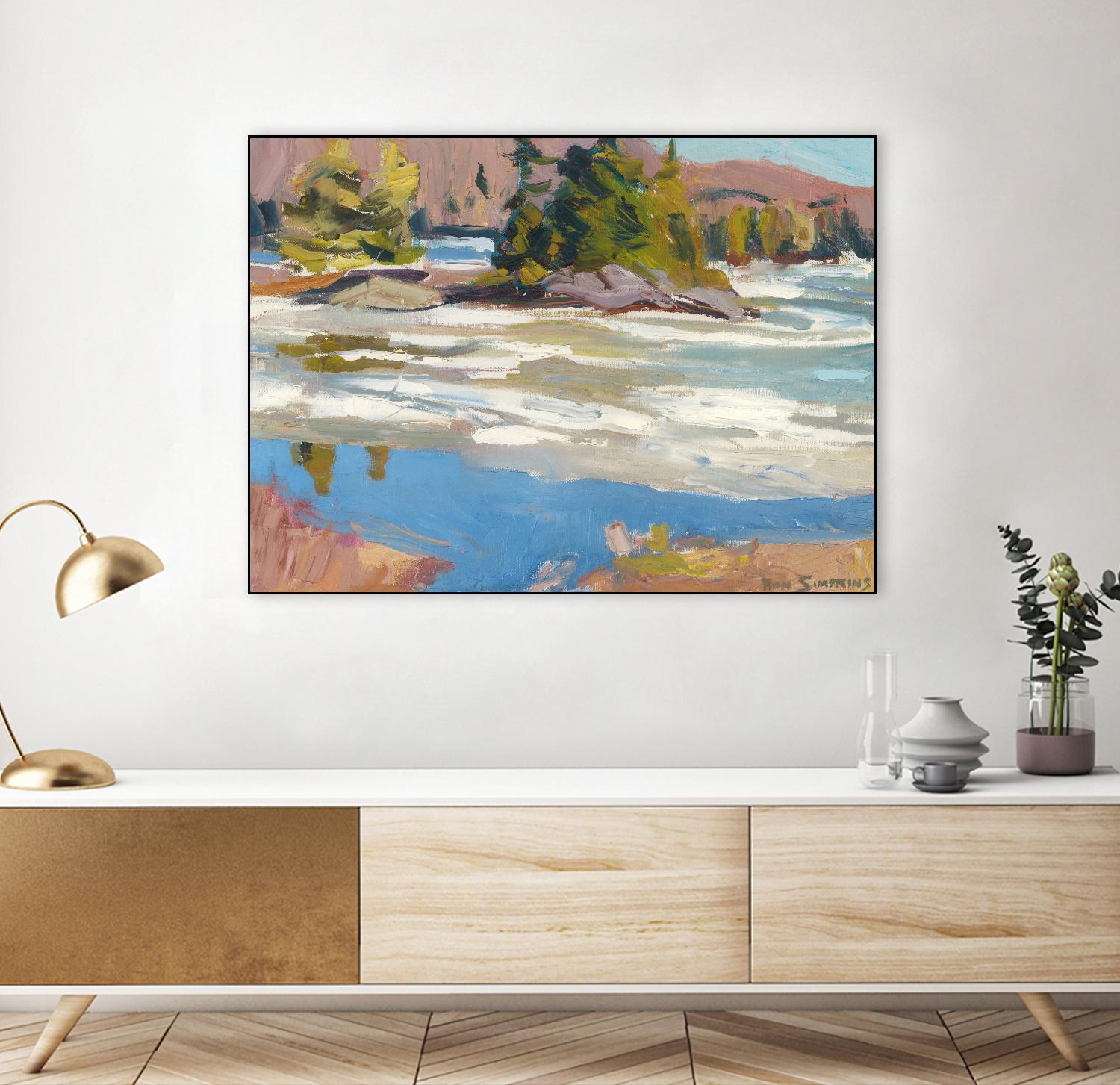 Little Running River by Ron Simpkins on GIANT ART - blue landscape