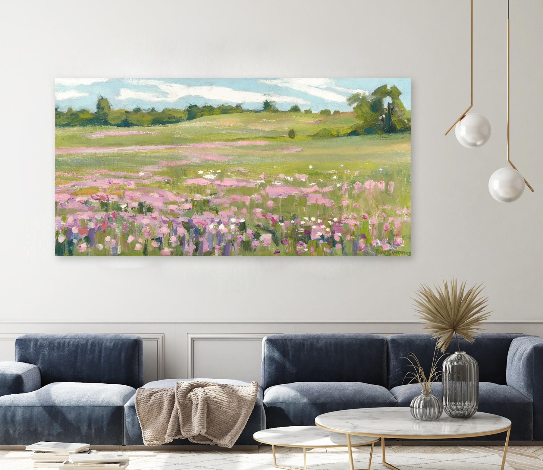 Picnic in Pink by Ron Simpkins on GIANT ART - green landscape