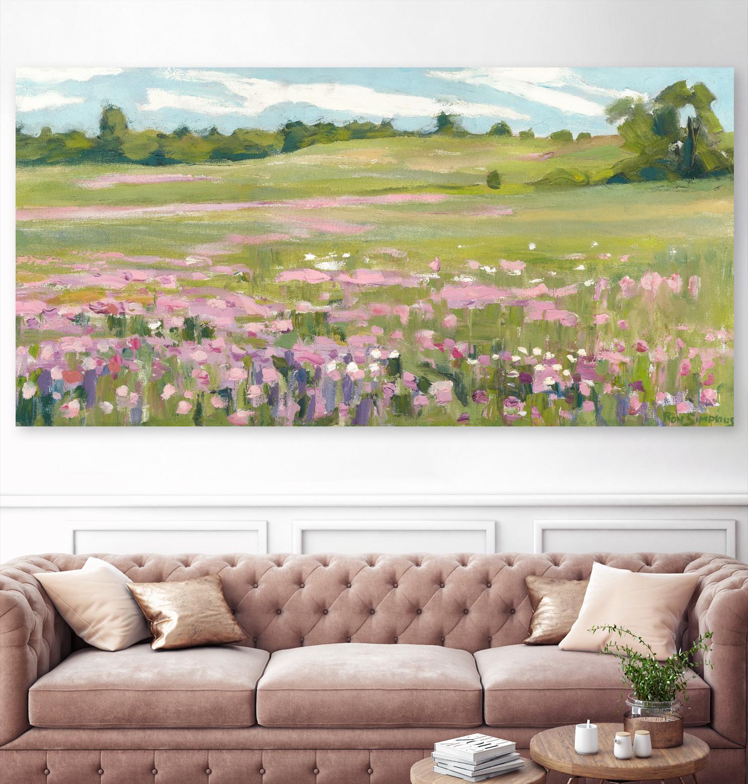 Picnic in Pink by Ron Simpkins on GIANT ART - green landscape