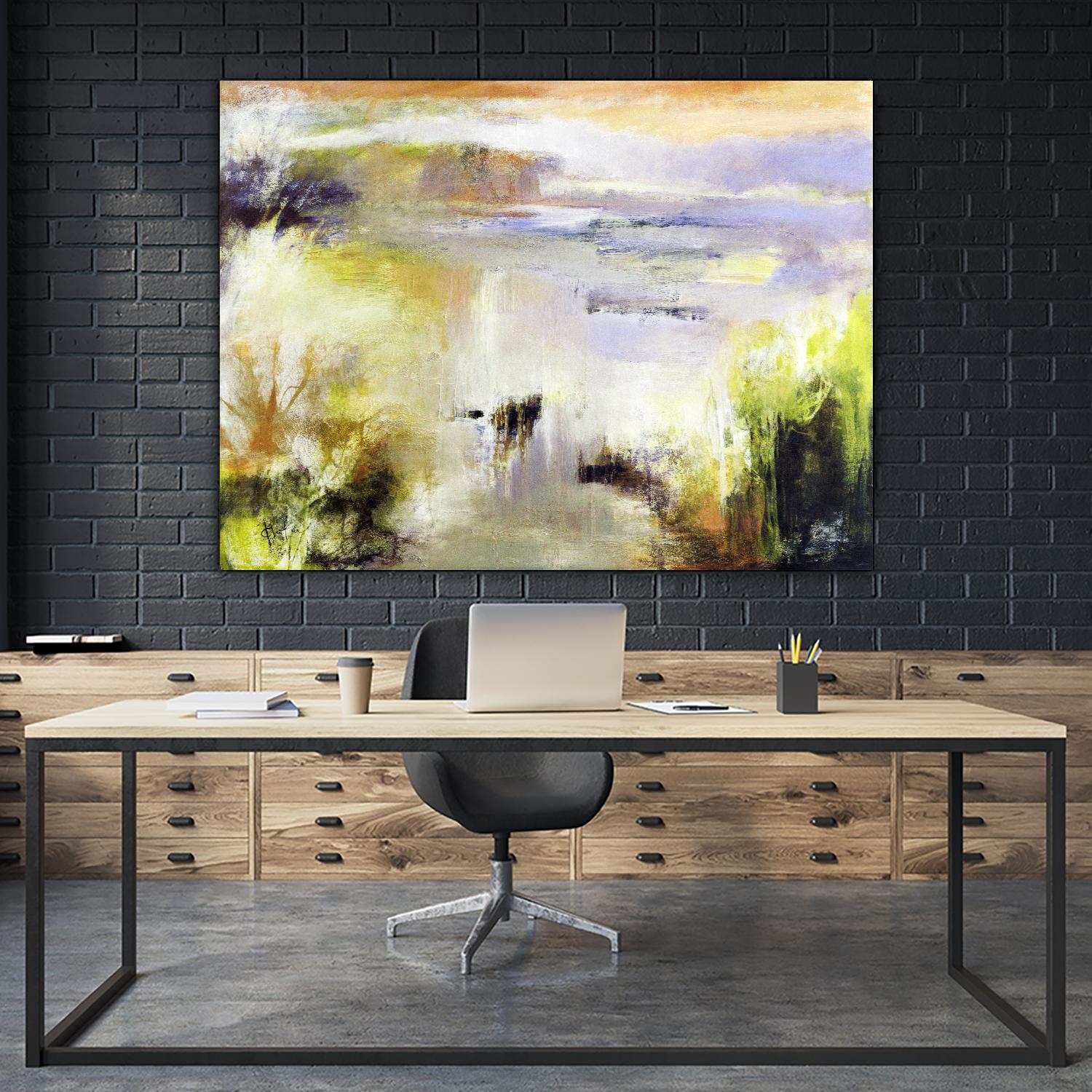Ondée d'été by Kathleen Cloutier on GIANT ART - gold abstract paysage contemporain