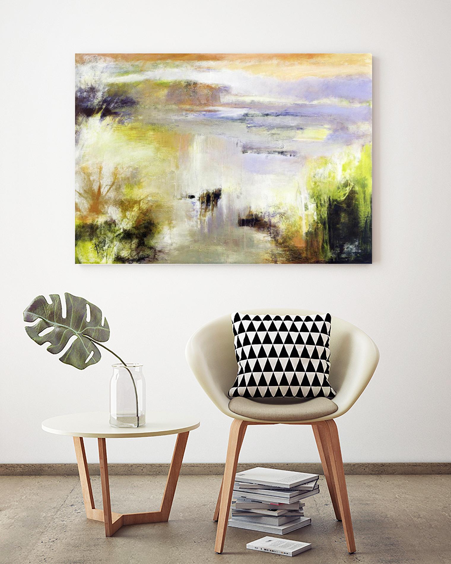Ondée d'été by Kathleen Cloutier on GIANT ART - gold abstract paysage contemporain