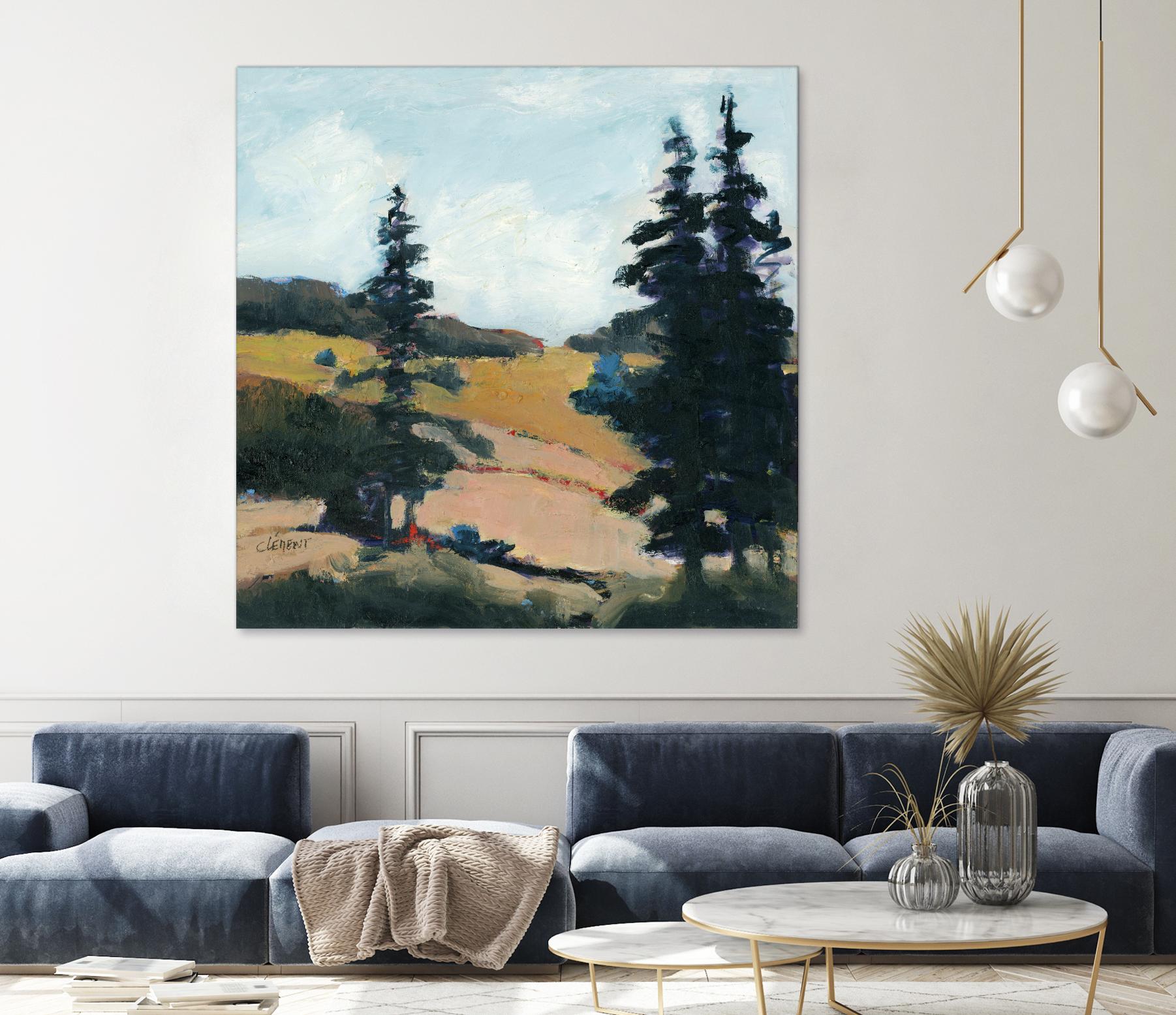 Trees 1 by Jacques Clement on GIANT ART - gold landscape sapins