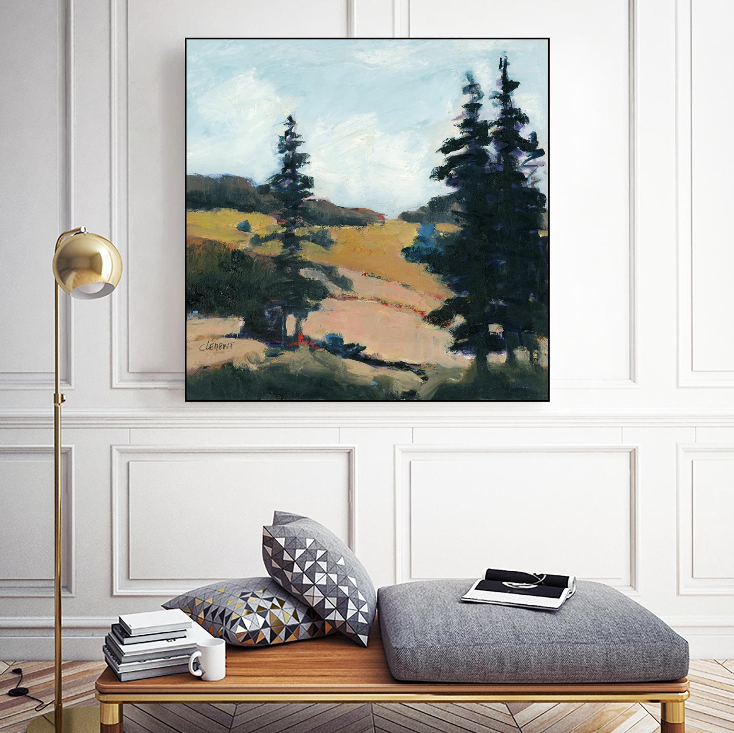 Trees 1 by Jacques Clement on GIANT ART - gold landscape sapins