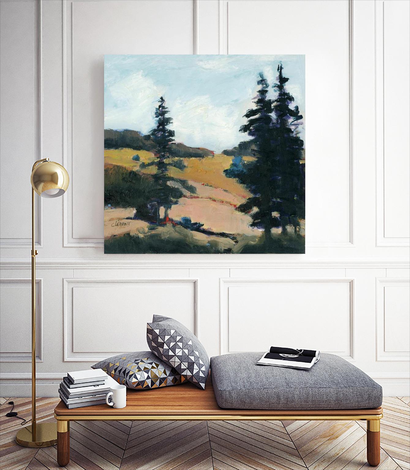 Trees 1 by Jacques Clement on GIANT ART - gold landscape sapins