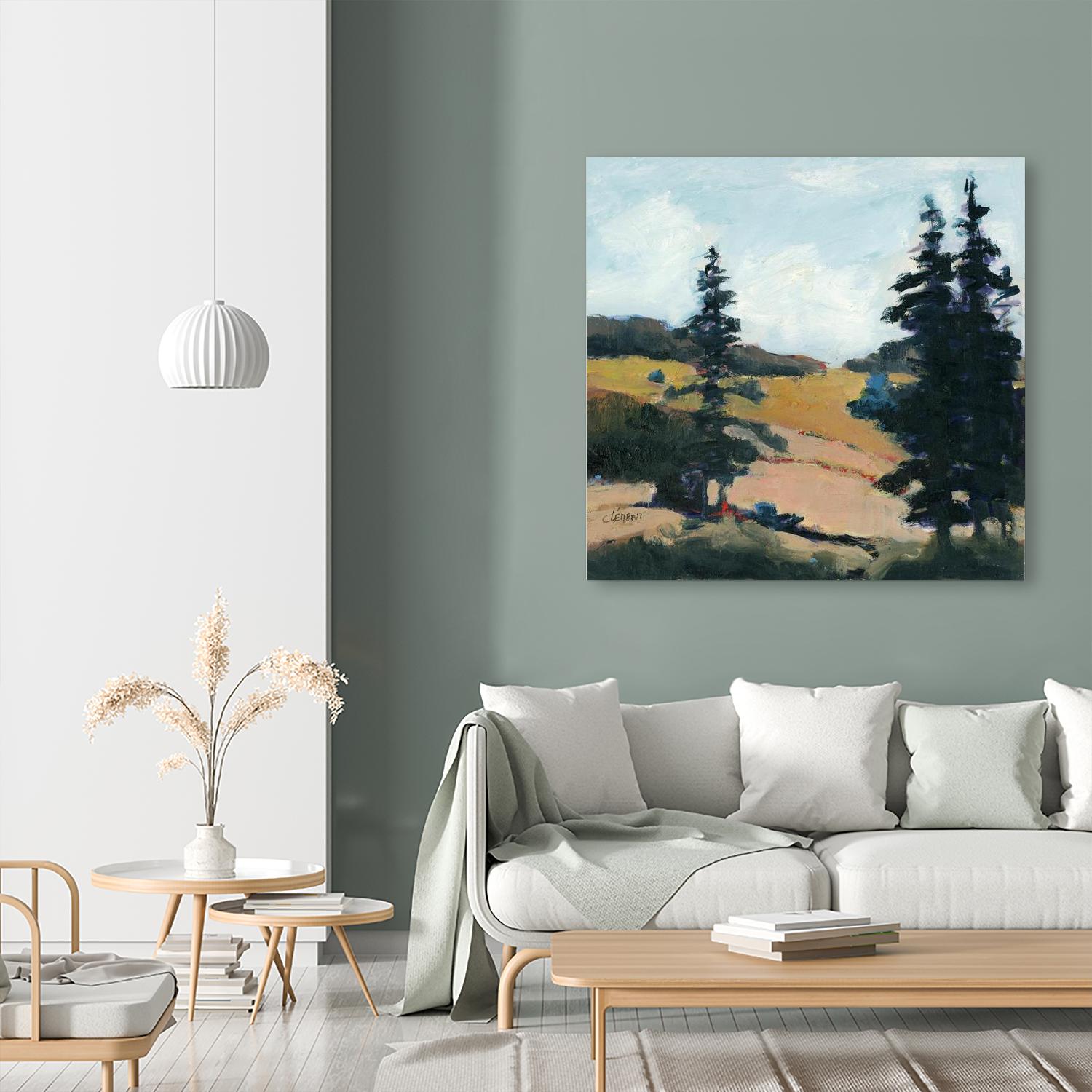 Trees 1 by Jacques Clement on GIANT ART - gold landscape sapins