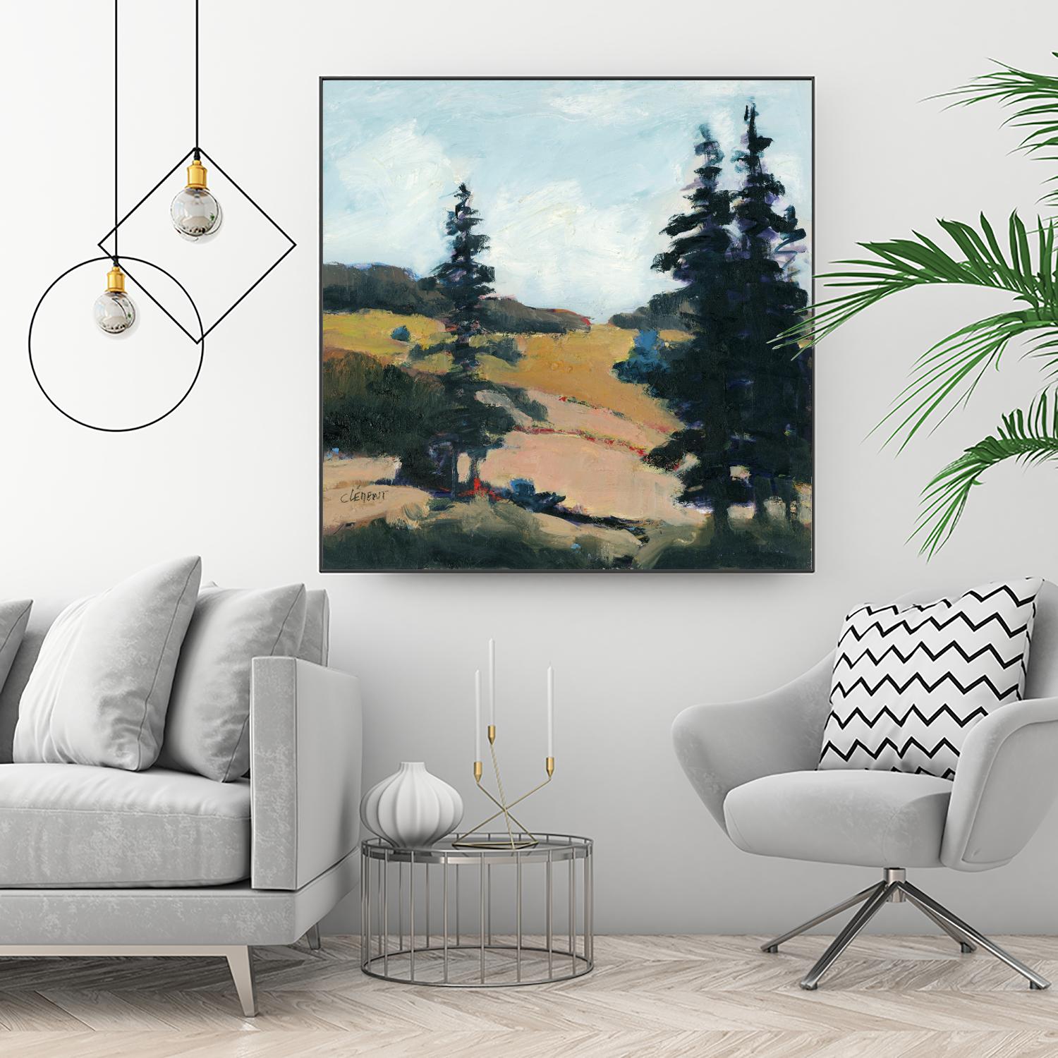 Trees 1 by Jacques Clement on GIANT ART - gold landscape sapins