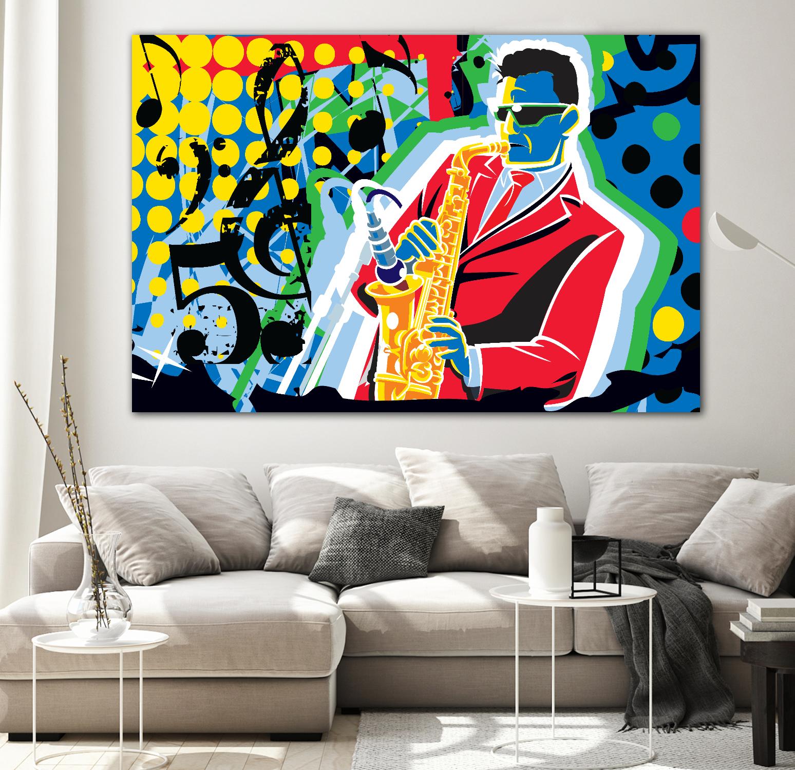 Music Go by Ray Lengelé on GIANT ART - red animé saxo