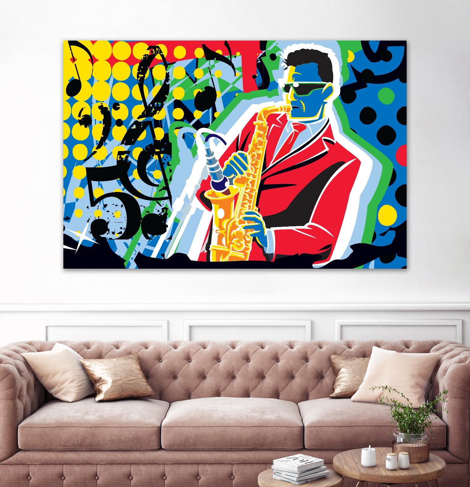 Music Go by Ray Lengelé on GIANT ART - red animé saxo