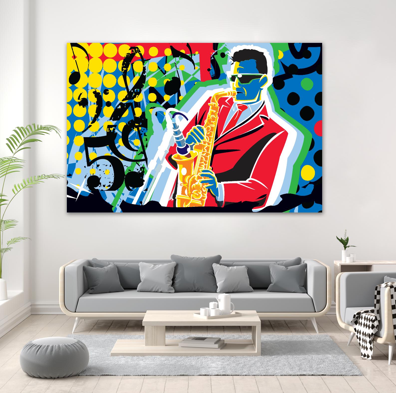 Music Go by Ray Lengelé on GIANT ART - red animé saxo