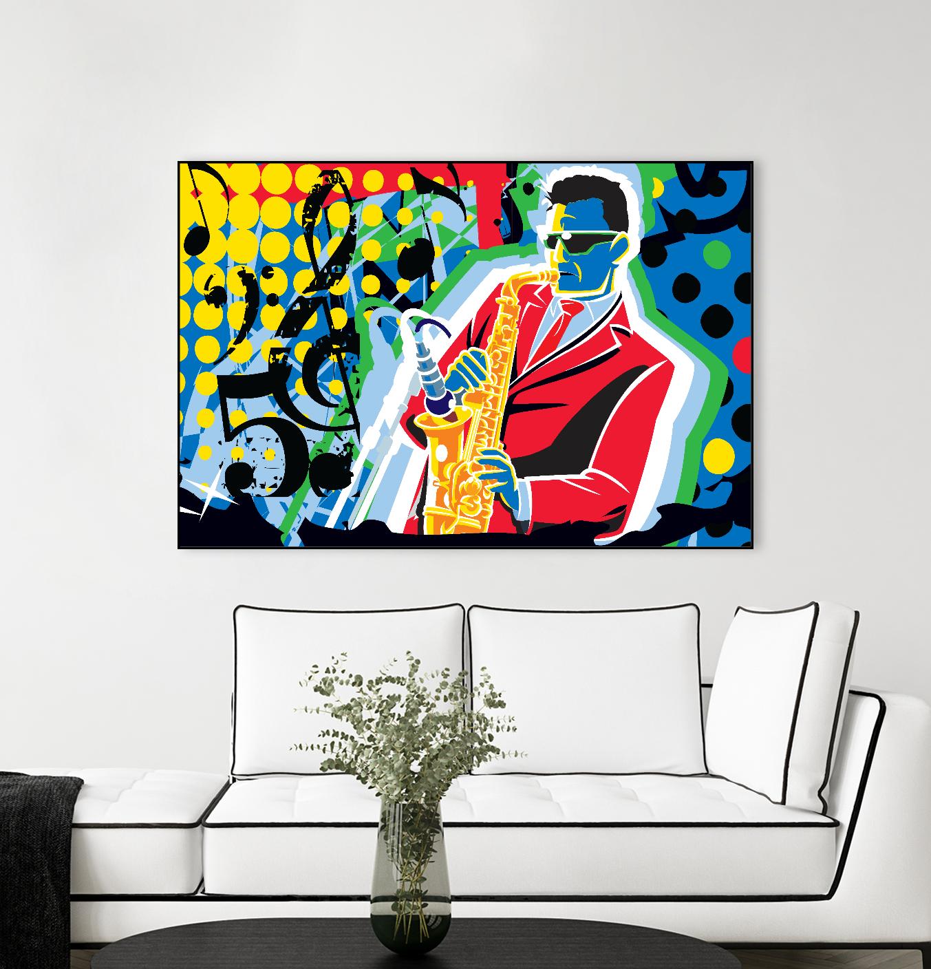 Music Go by Ray Lengelé on GIANT ART - red animé saxo