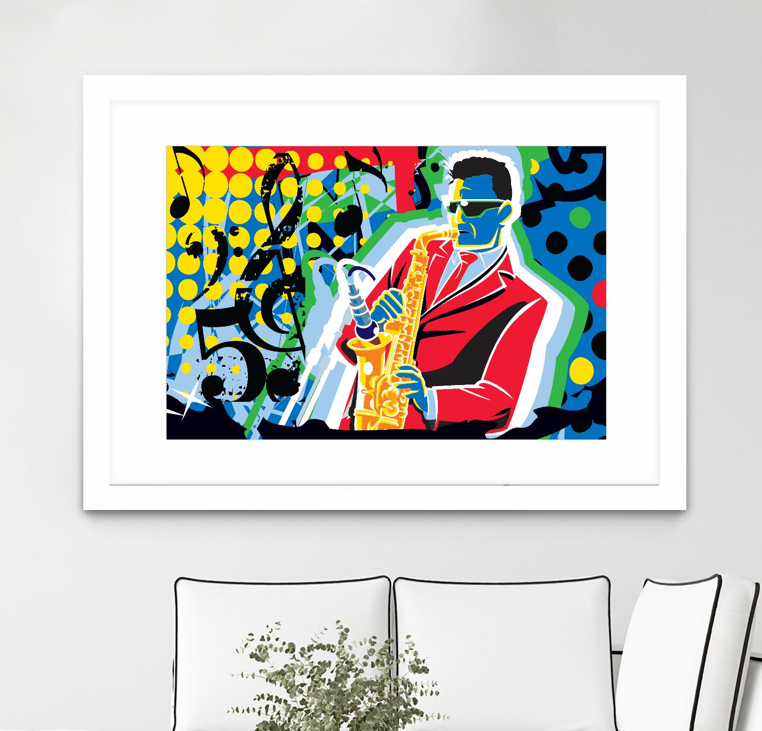 Music Go by Ray Lengelé on GIANT ART - red animé saxo