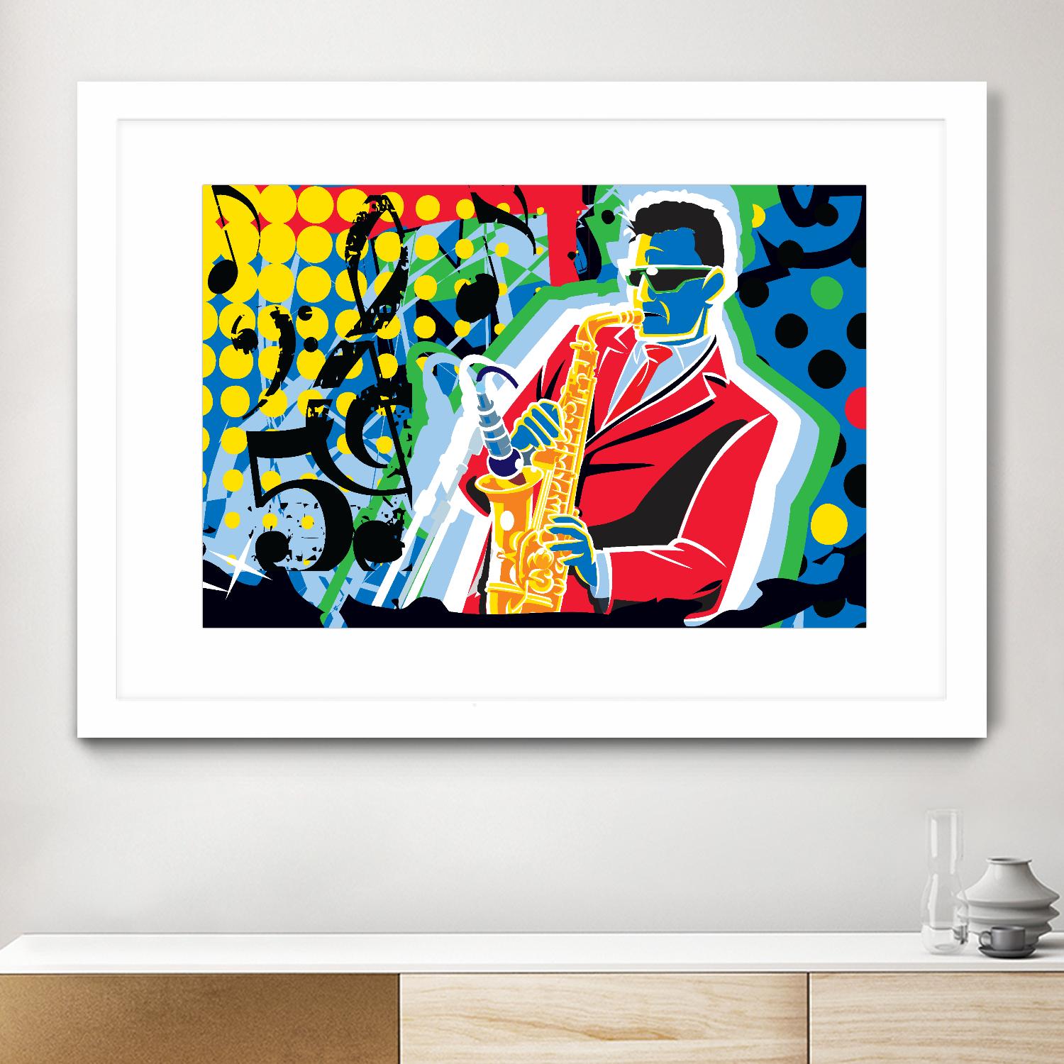 Music Go by Ray Lengelé on GIANT ART - red animé saxo