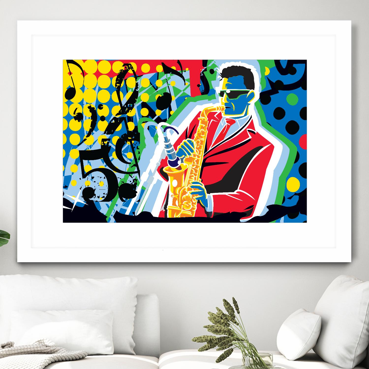 Music Go by Ray Lengelé on GIANT ART - red animé saxo