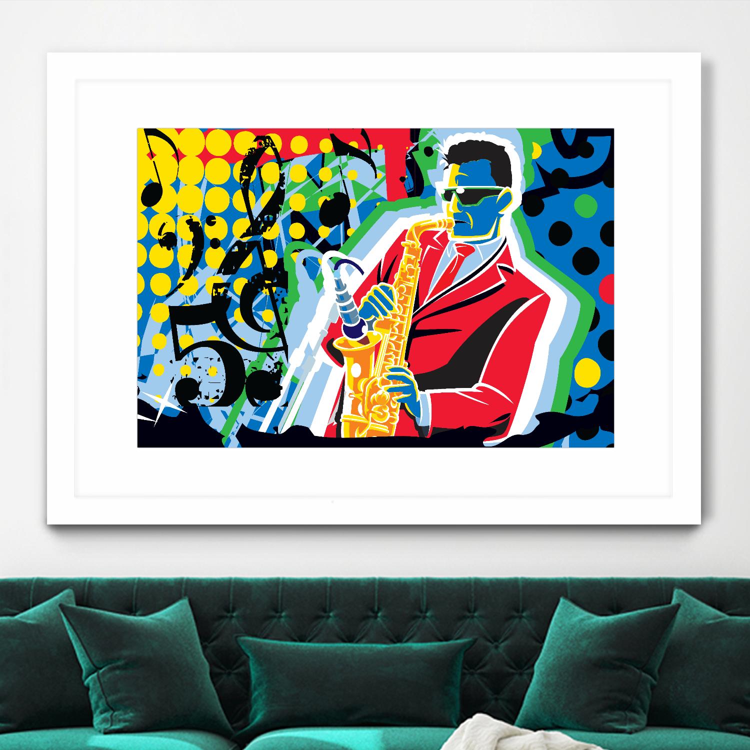 Music Go by Ray Lengelé on GIANT ART - red animé saxo