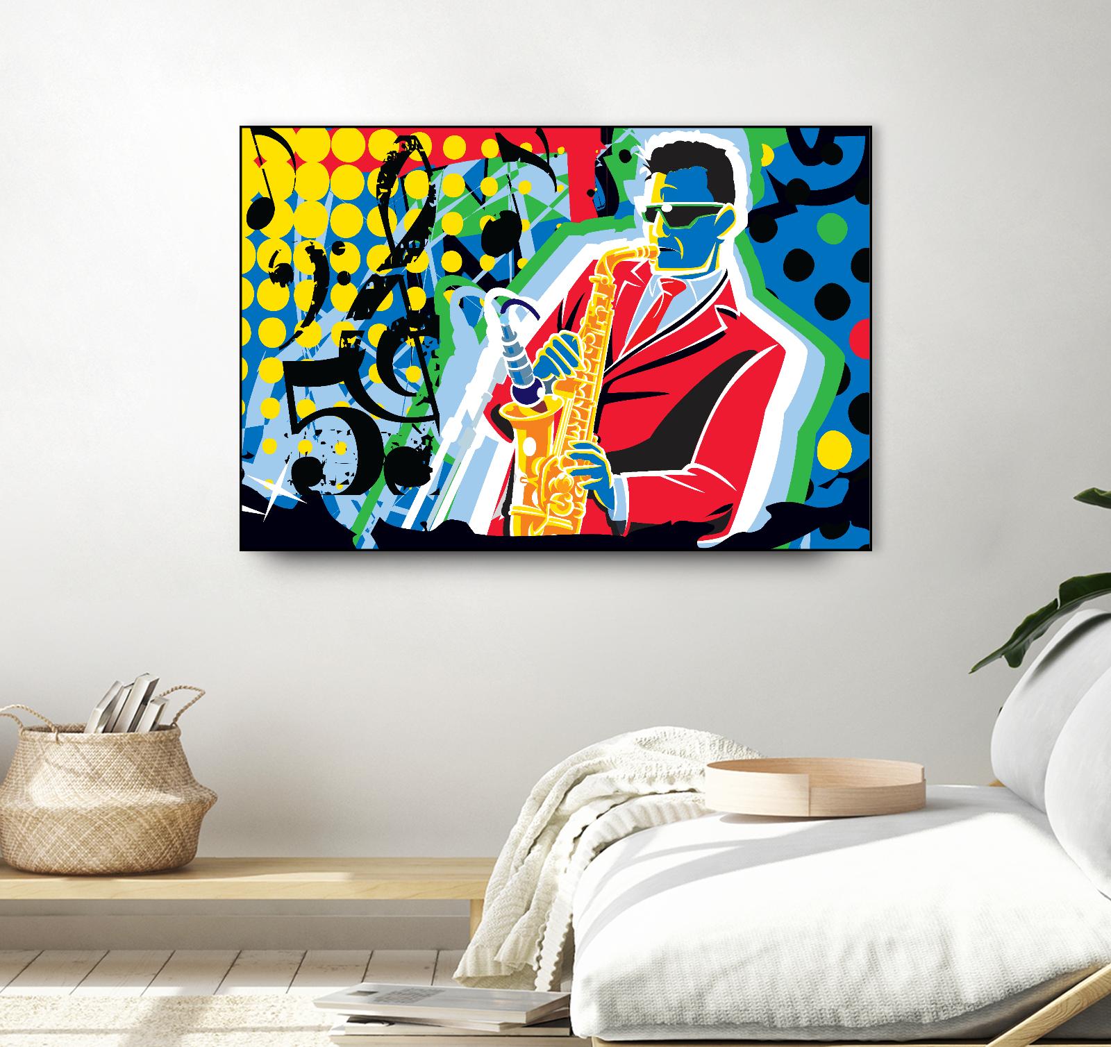 Music Go by Ray Lengelé on GIANT ART - red animé saxo