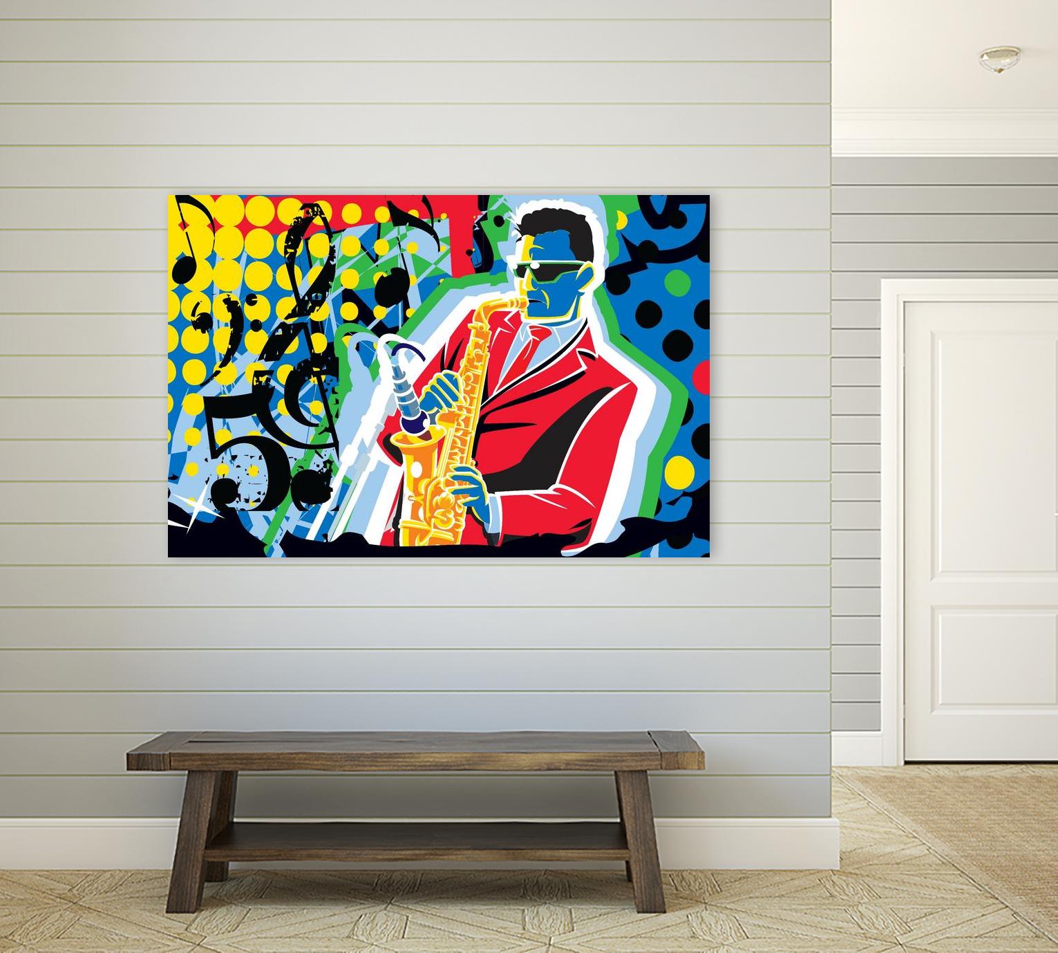 Music Go by Ray Lengelé on GIANT ART - red animé saxo