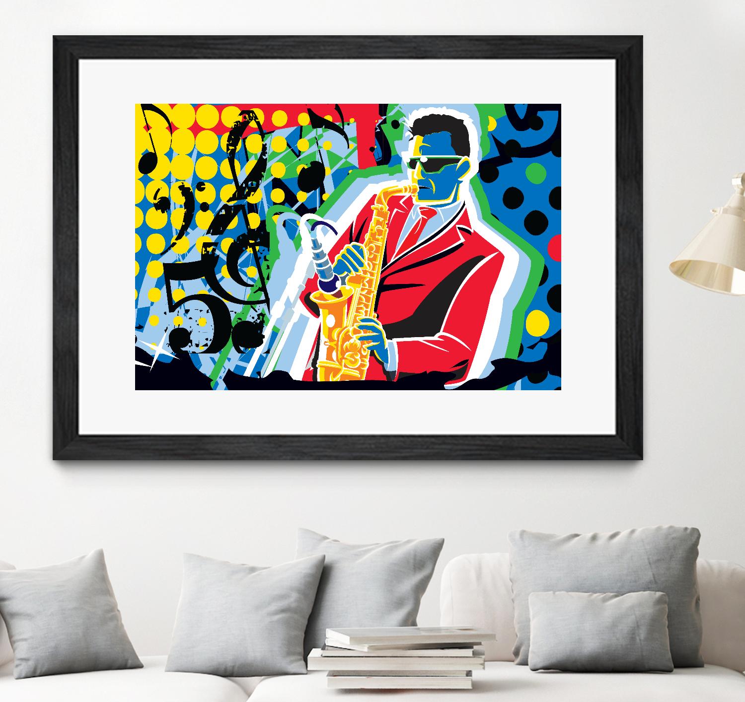 Music Go by Ray Lengelé on GIANT ART - red animé saxo