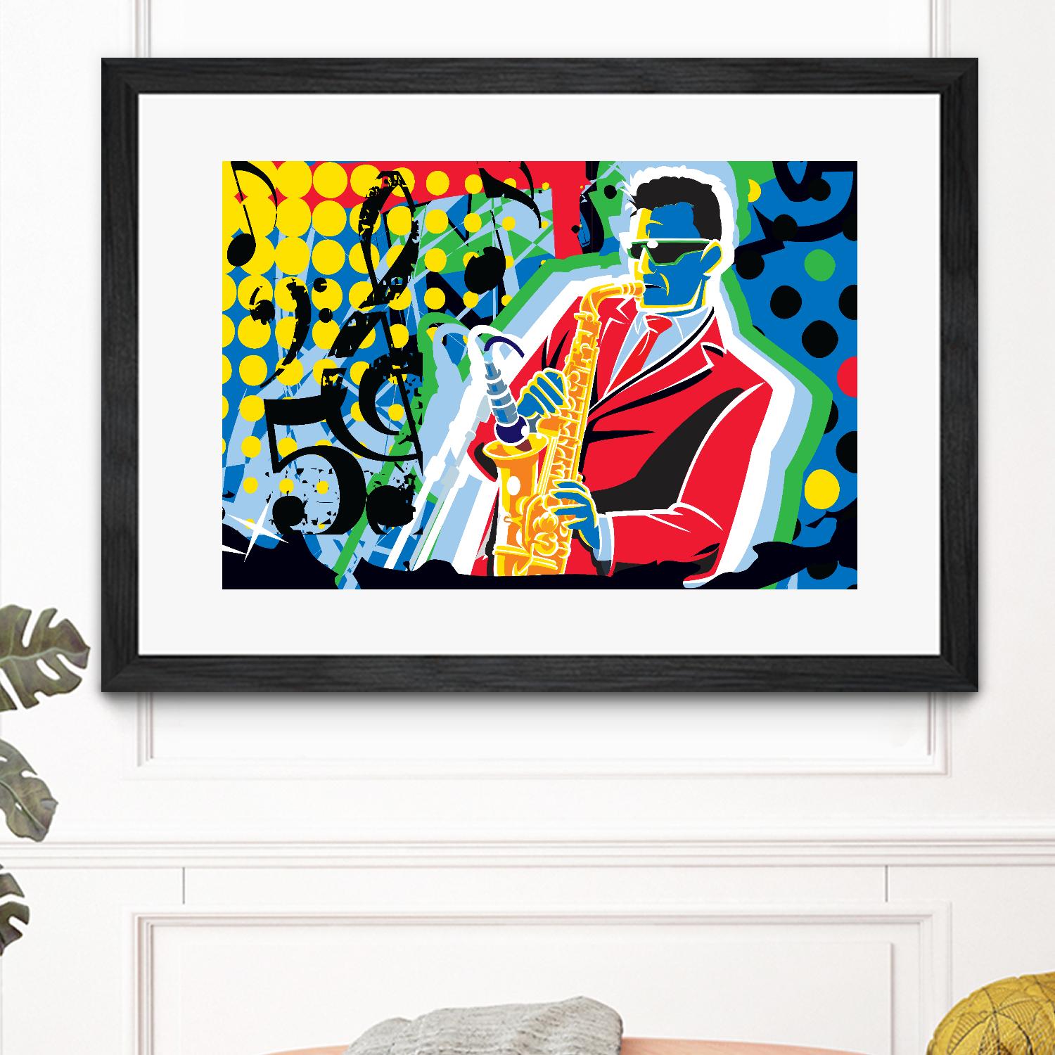 Music Go by Ray Lengelé on GIANT ART - red animé saxo