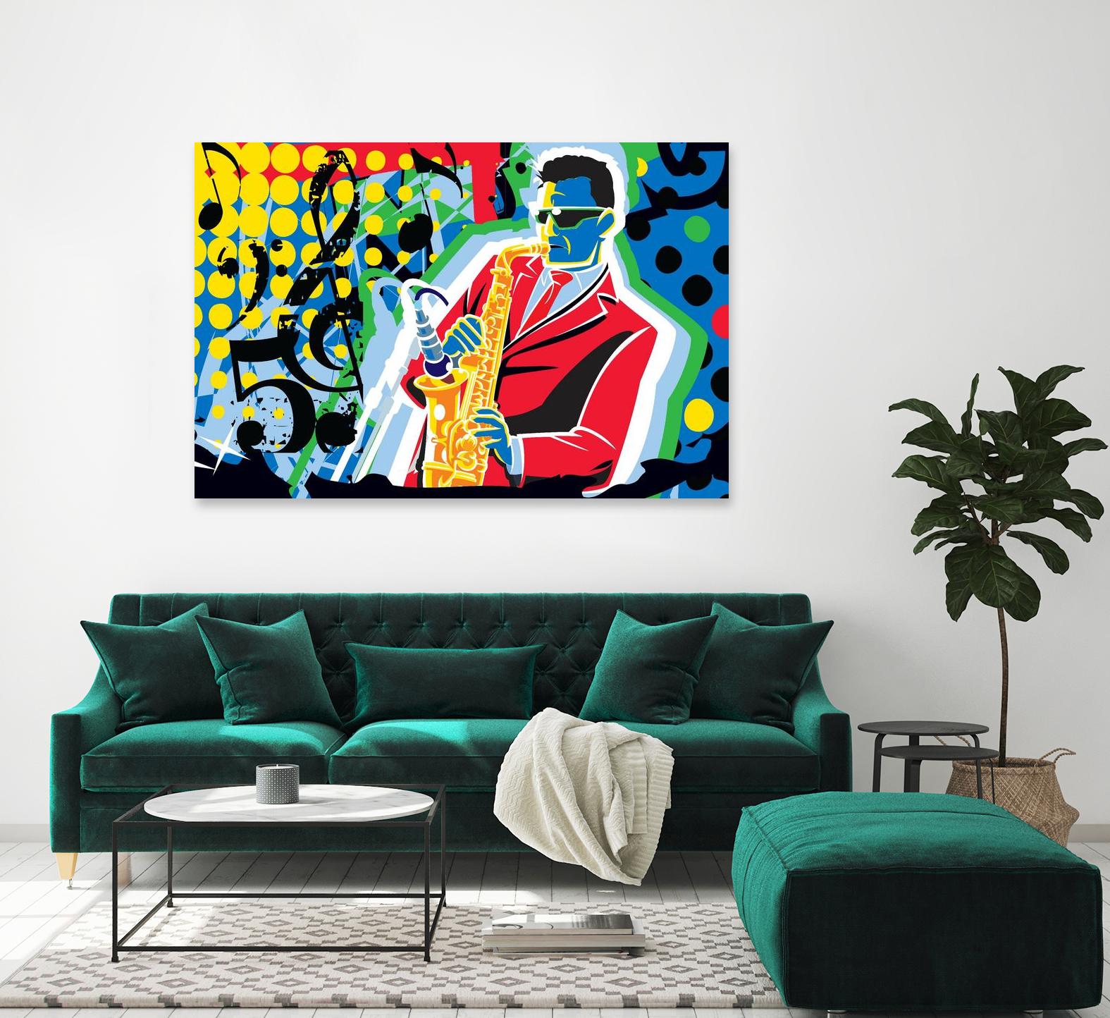 Music Go by Ray Lengelé on GIANT ART - red animé saxo