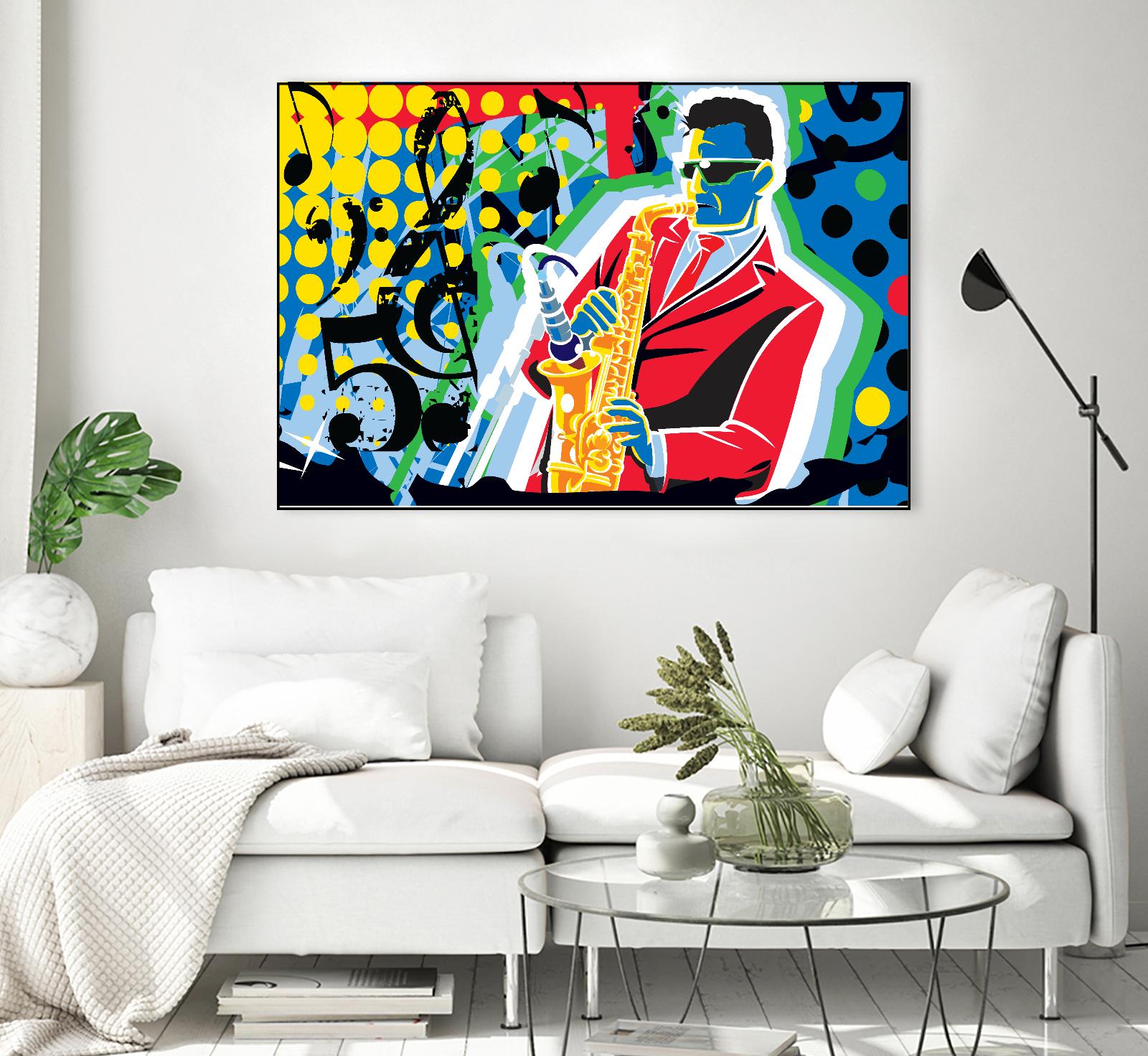 Music Go by Ray Lengelé on GIANT ART - red animé saxo