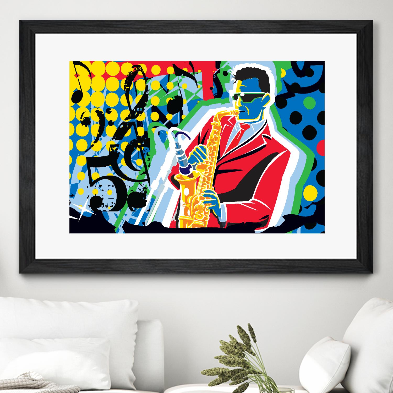 Music Go by Ray Lengelé on GIANT ART - red animé saxo