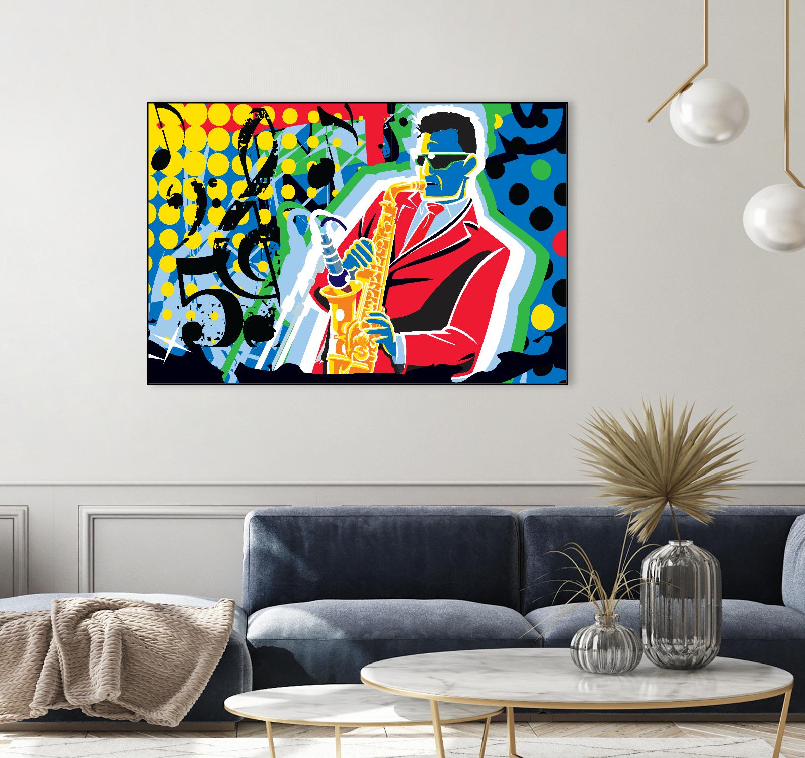 Music Go by Ray Lengelé on GIANT ART - red animé saxo