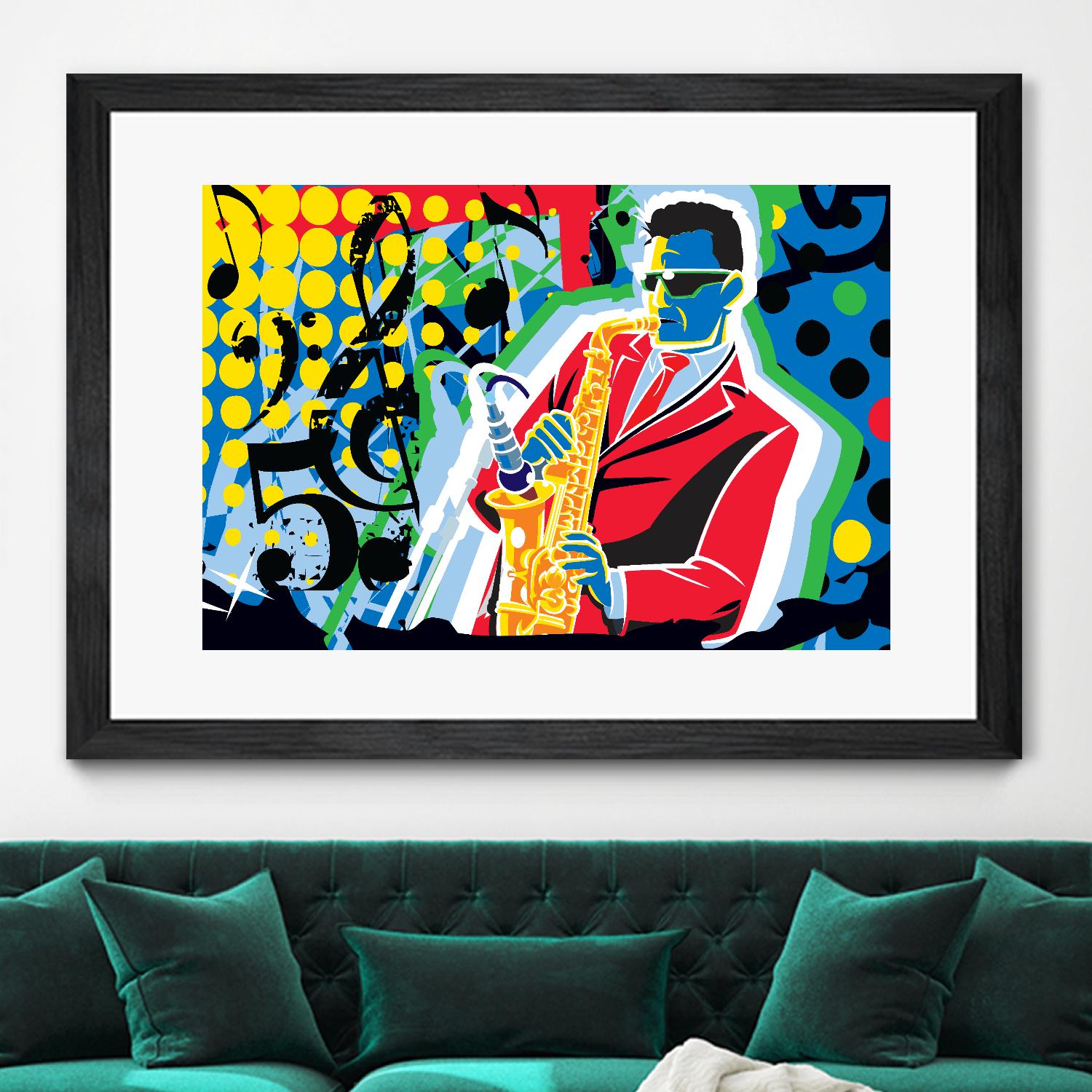 Music Go by Ray Lengelé on GIANT ART - red animé saxo