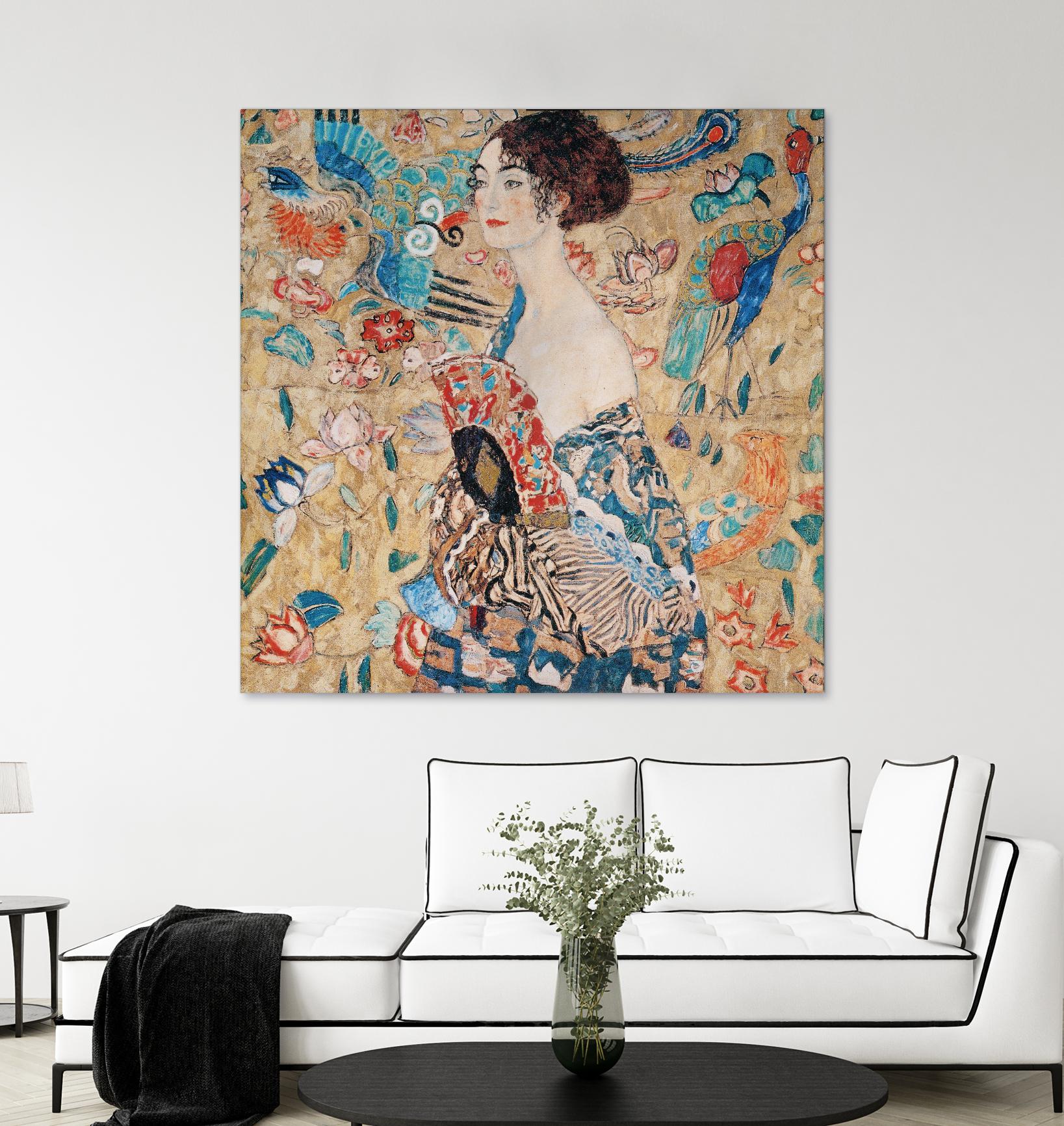 Woman with fan by Gustav Klimt on GIANT ART - gold masters féminité