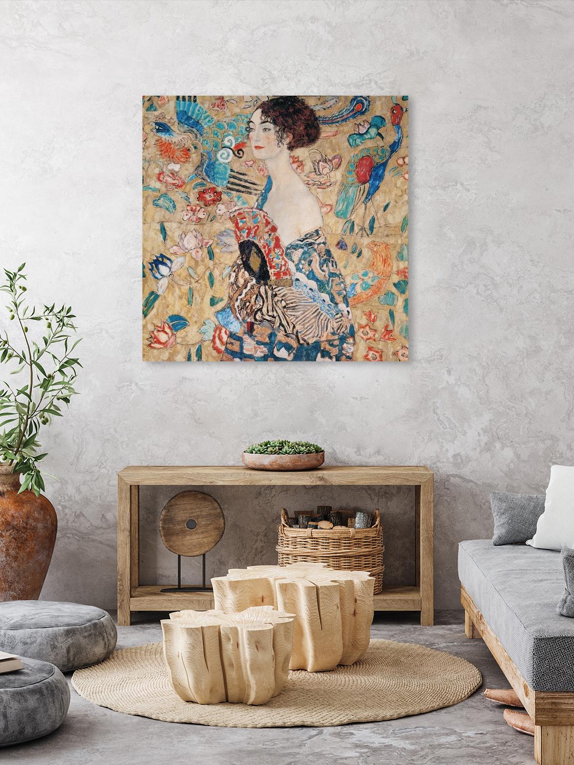 Woman with fan by Gustav Klimt on GIANT ART - gold masters féminité