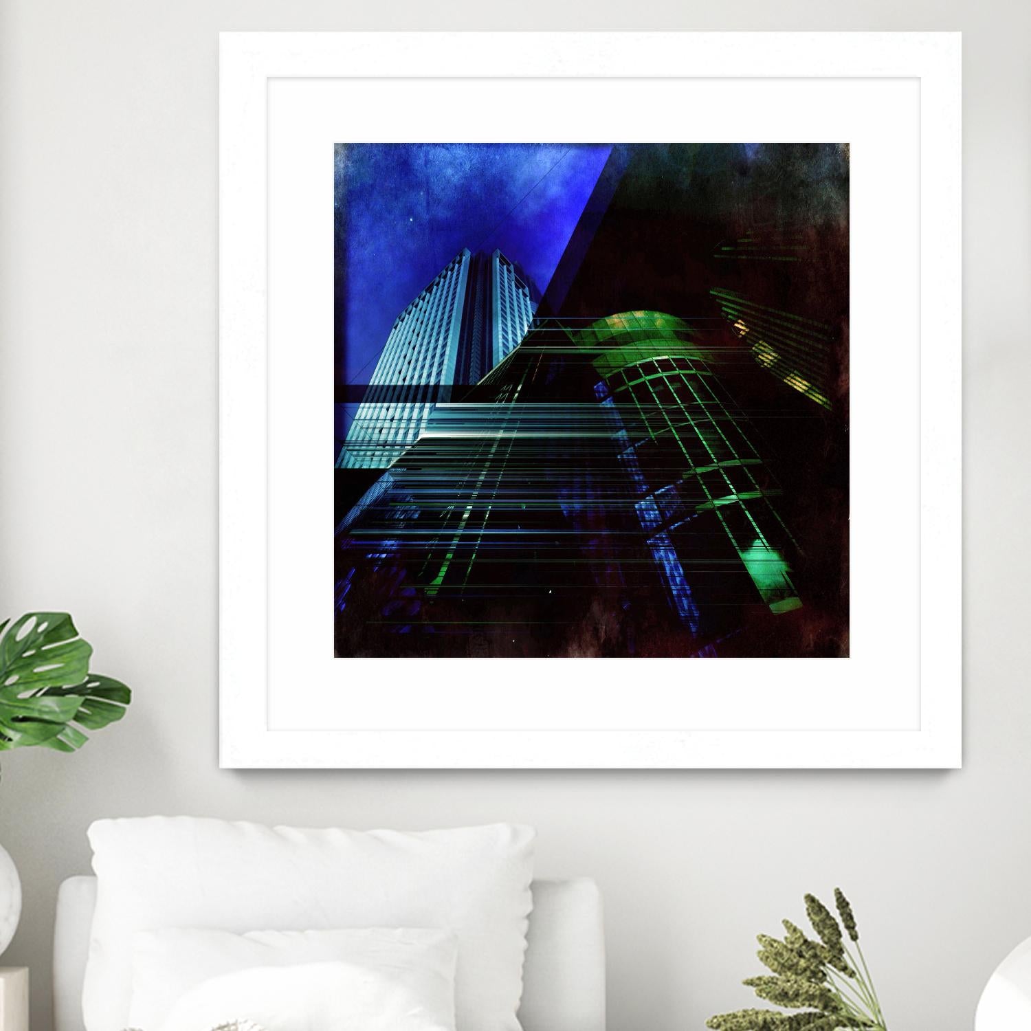 Skyscrapers 2 by Jean-François Dupuis on GIANT ART - green contemporary down town