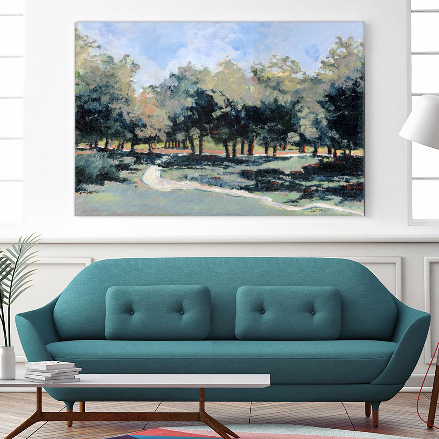 Road in the wood by Jacques Clément on GIANT ART - green landscape forest