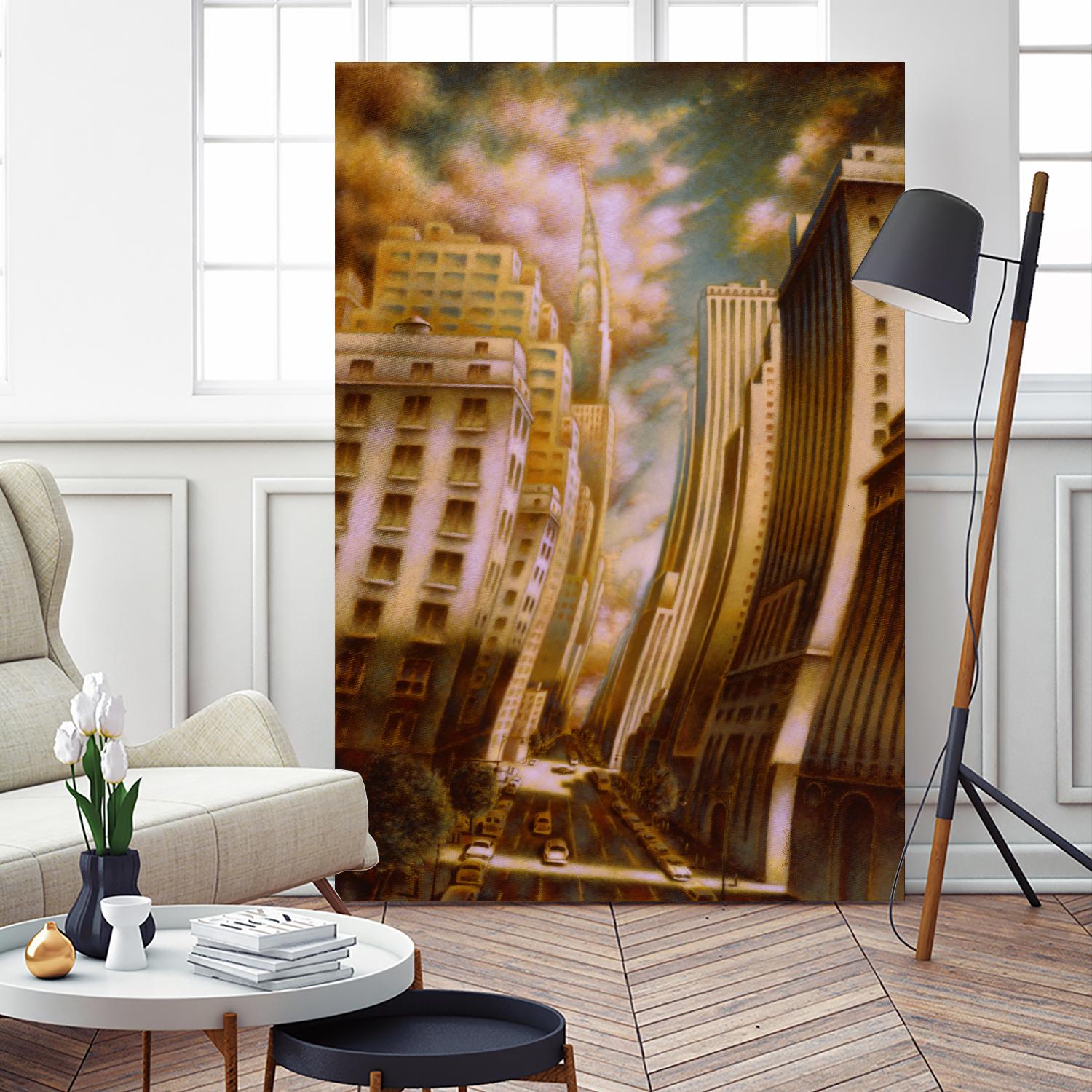 Le Caniveau des ombres fluides by Alain Cardinal on GIANT ART - gold architecture down town