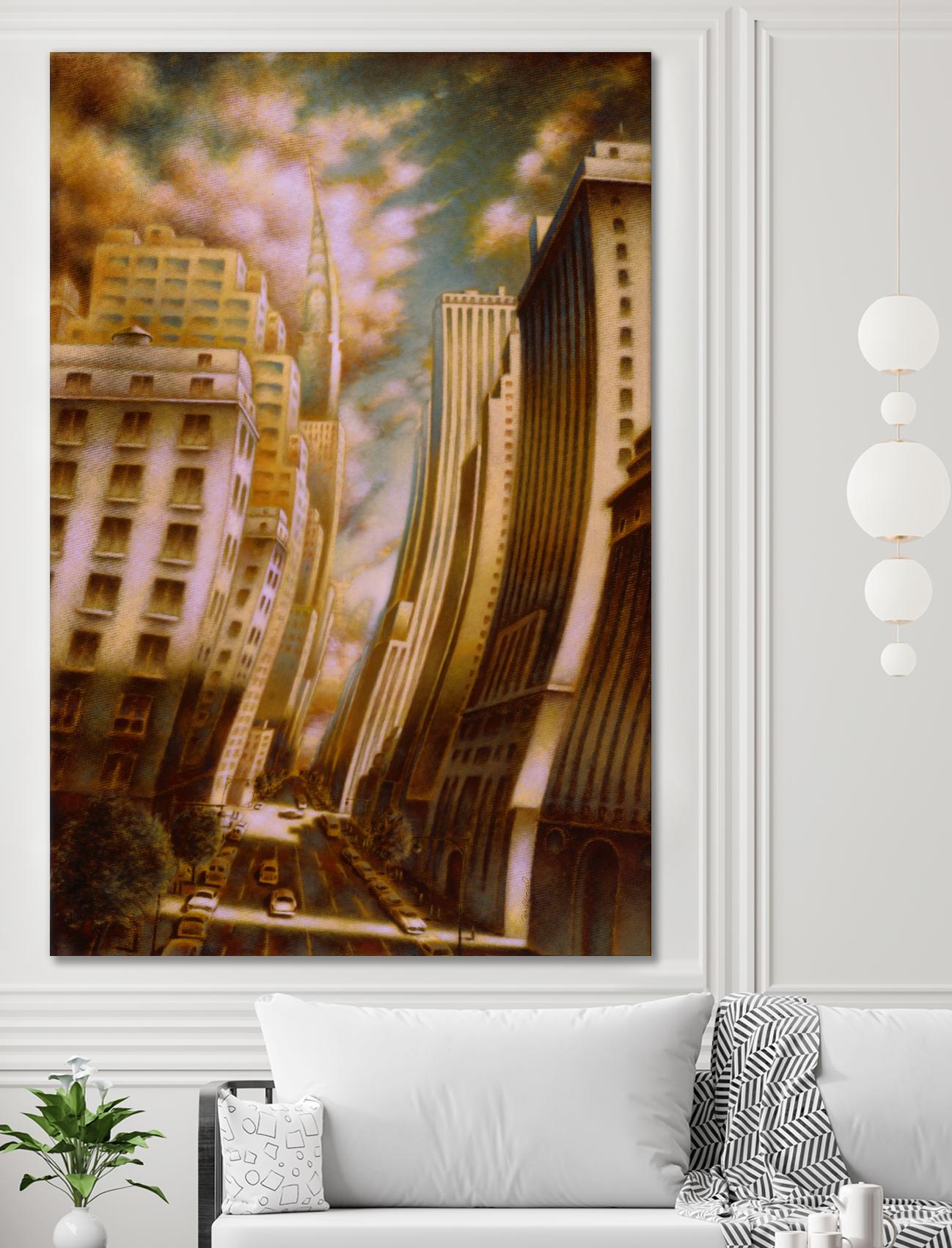 Le Caniveau des ombres fluides by Alain Cardinal on GIANT ART - gold architecture down town