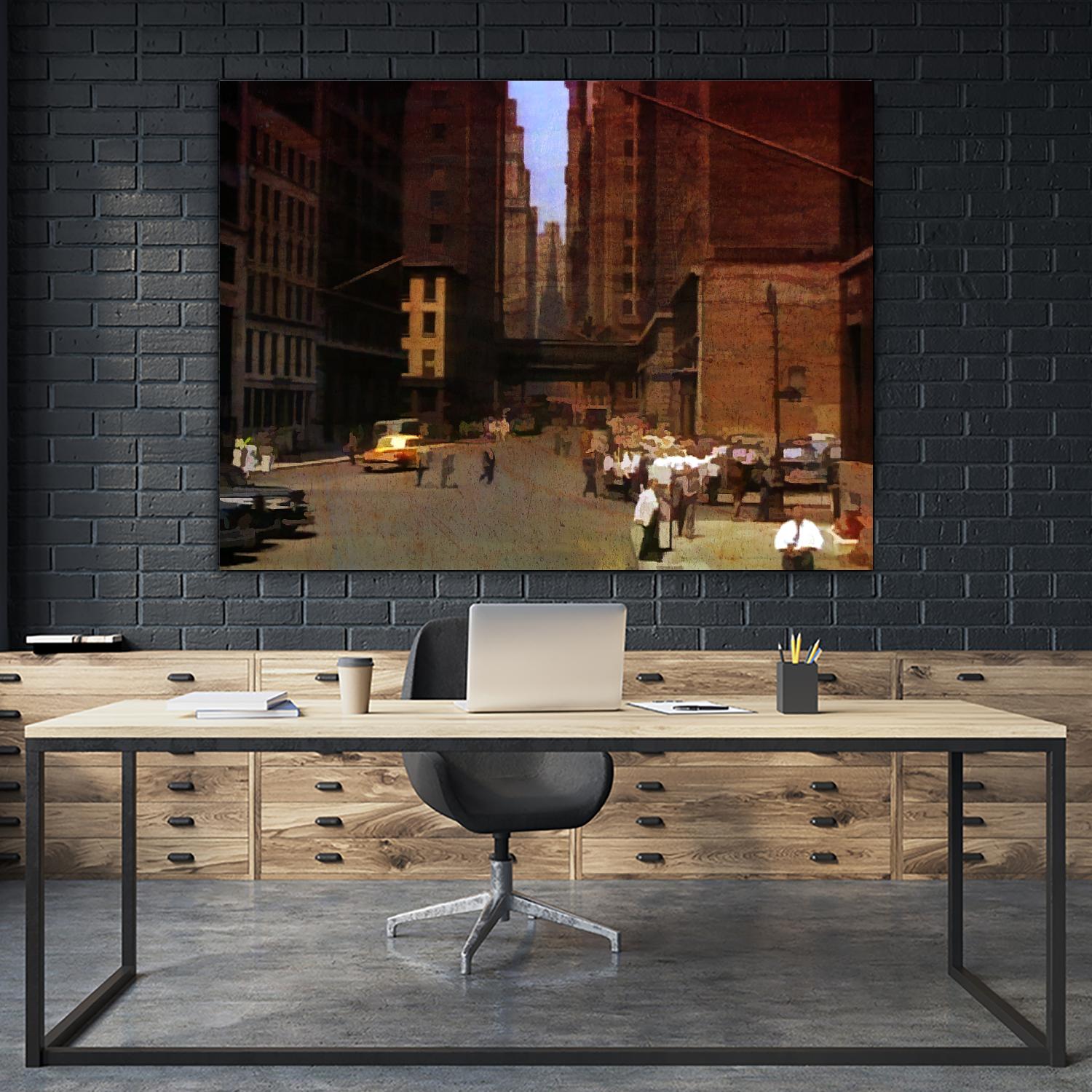 New York 1949 - 2 by Jean-François Dupuis on GIANT ART - beige city scene ouvriers