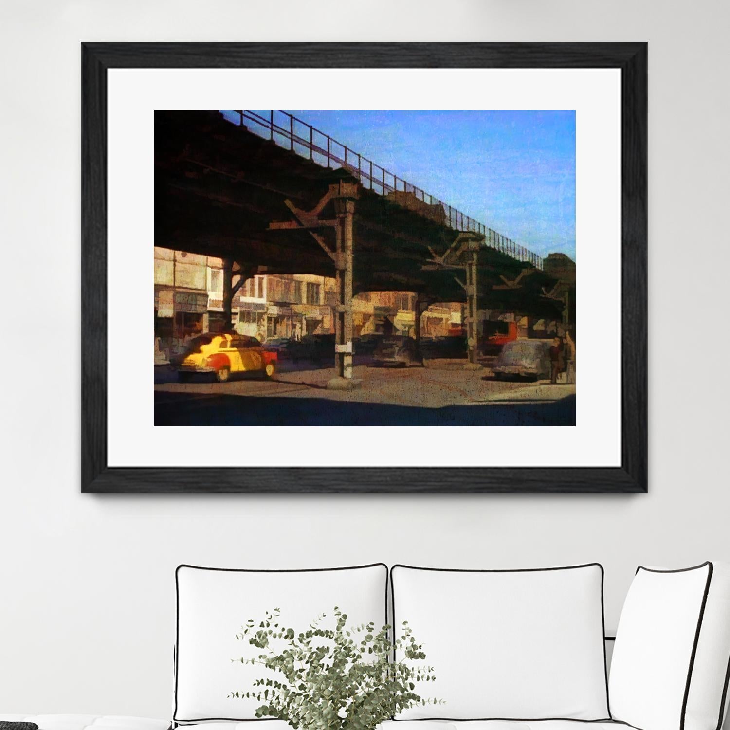 New York 1949 - 1 by Jean-François Dupuis on GIANT ART - blue city scene pont