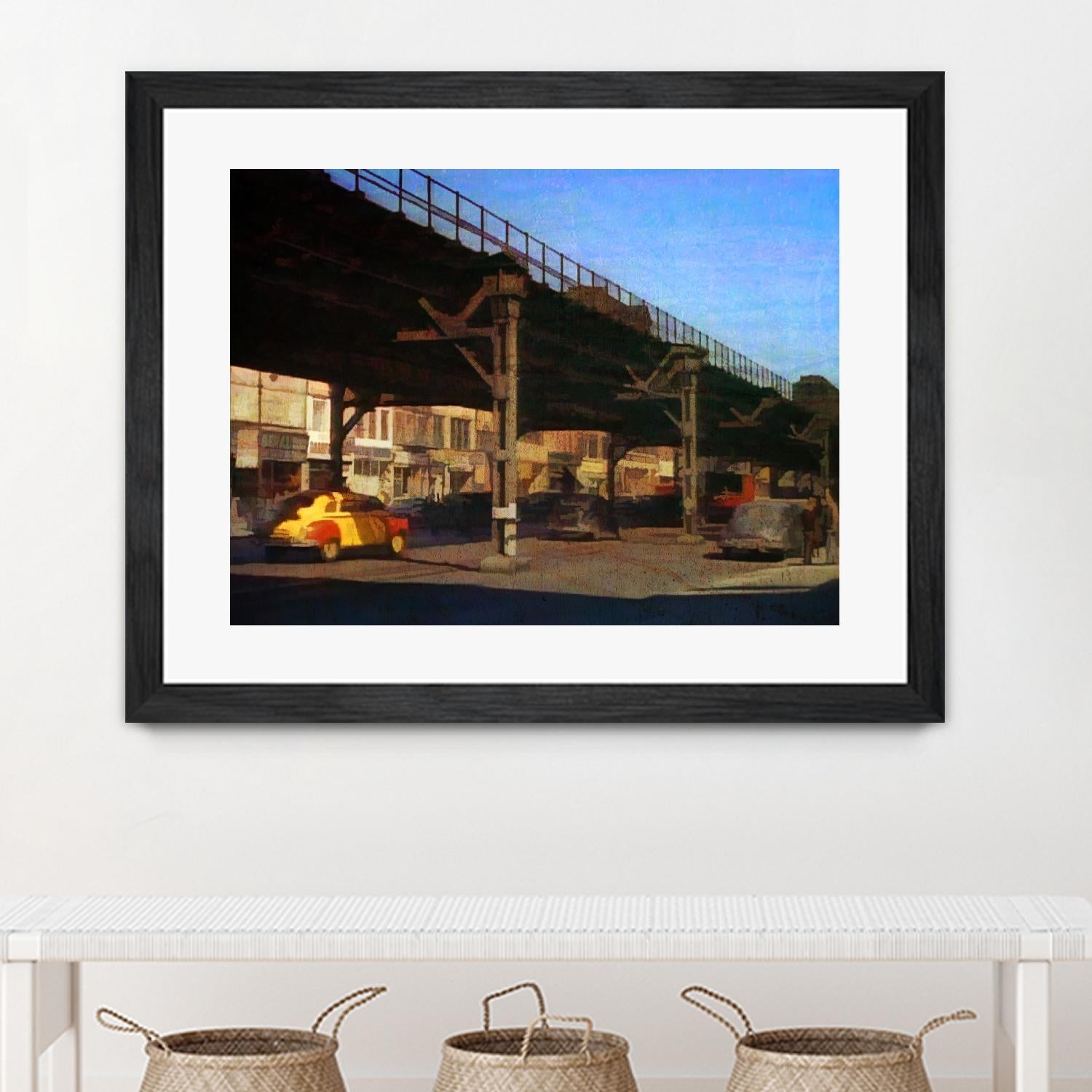 New York 1949 - 1 by Jean-François Dupuis on GIANT ART - blue city scene pont