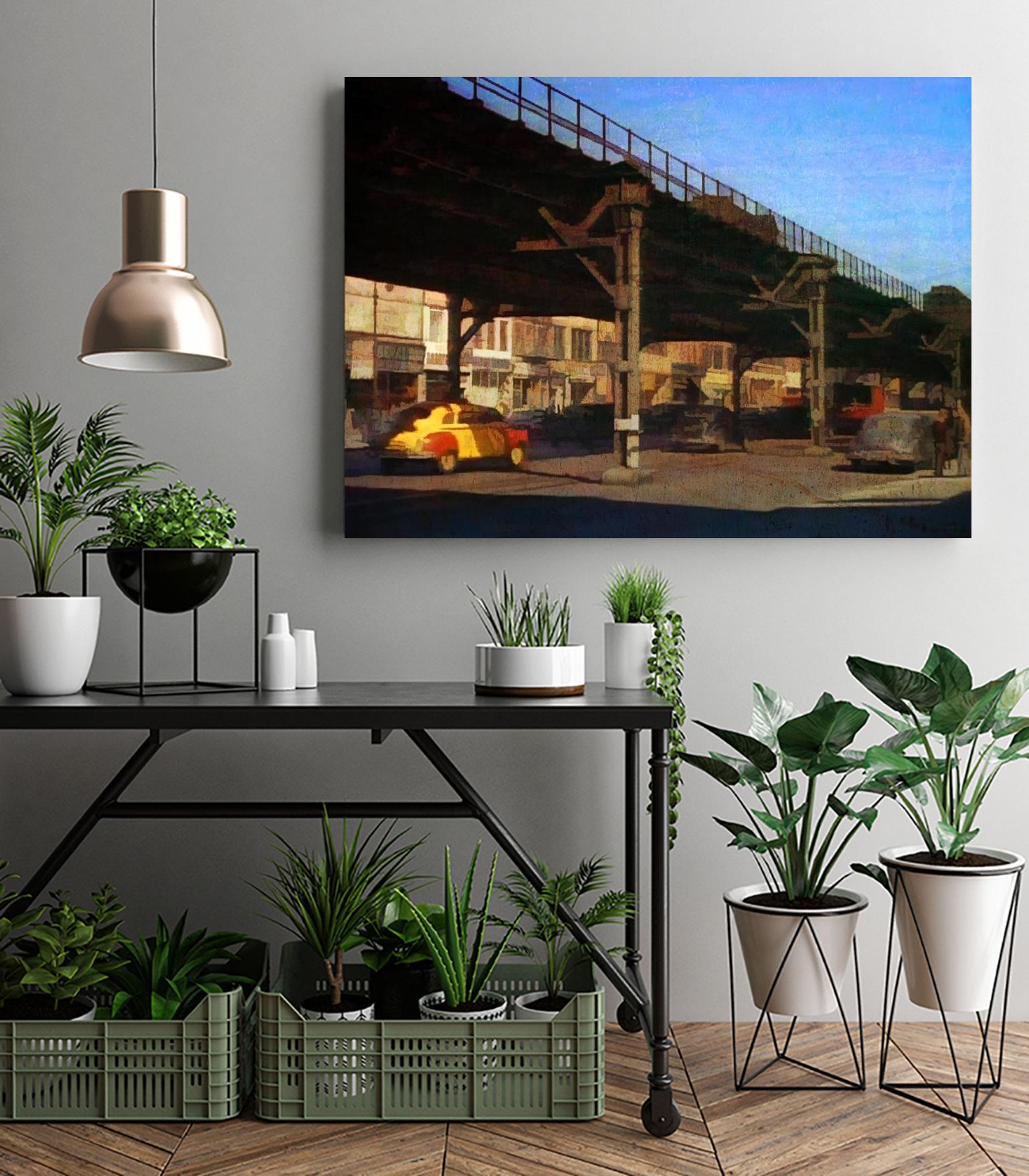 New York 1949 - 1 by Jean-François Dupuis on GIANT ART - blue city scene pont