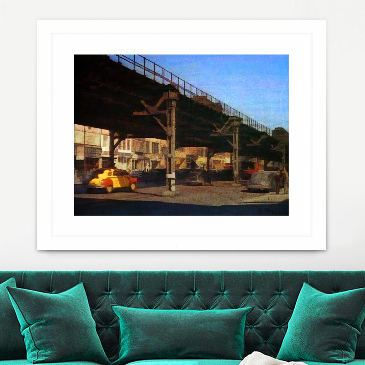 New York 1949 - 1 by Jean-François Dupuis on GIANT ART - blue city scene pont