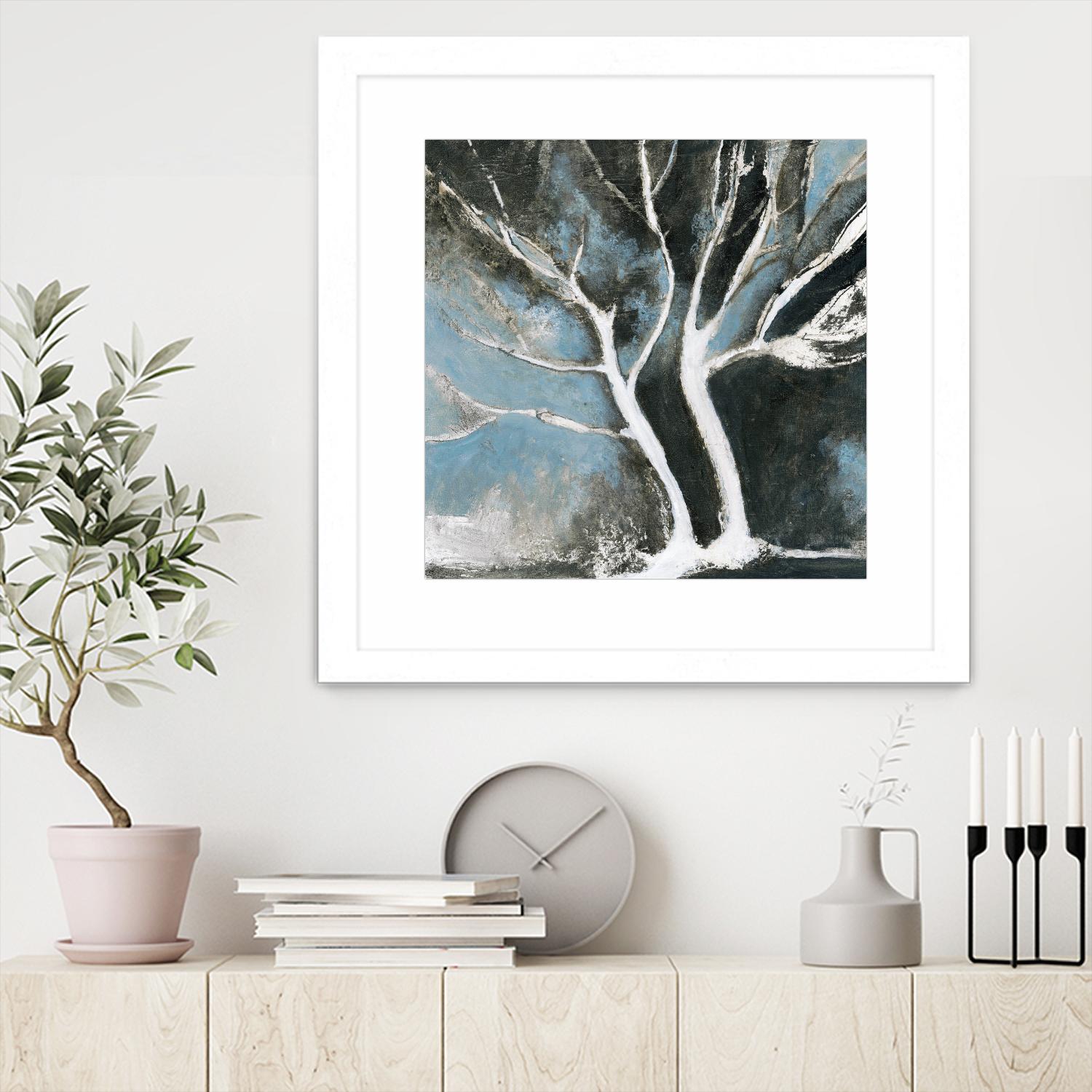 Glacial blue II by Kathleen Cloutier on GIANT ART - blue abstract arbres