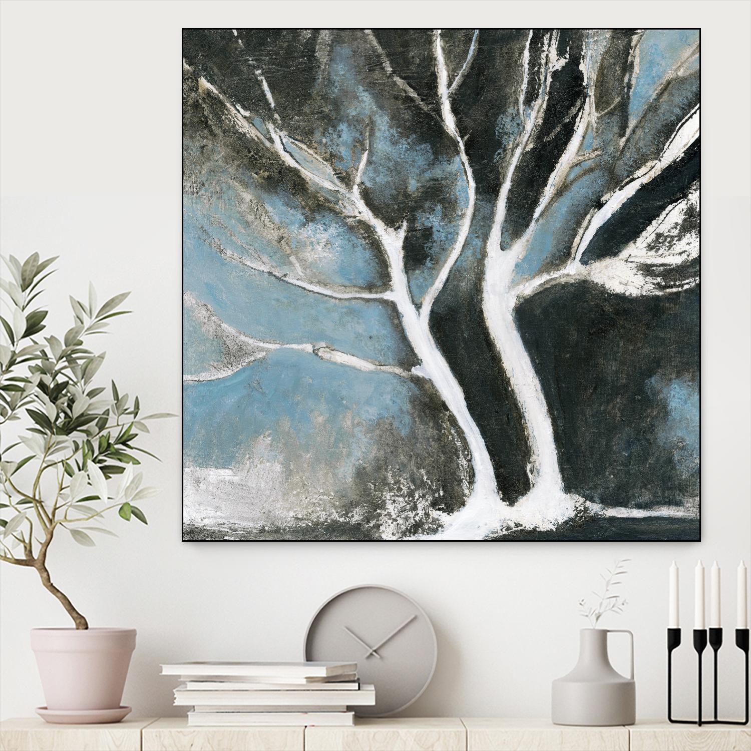 Glacial blue II by Kathleen Cloutier on GIANT ART - blue abstract arbres