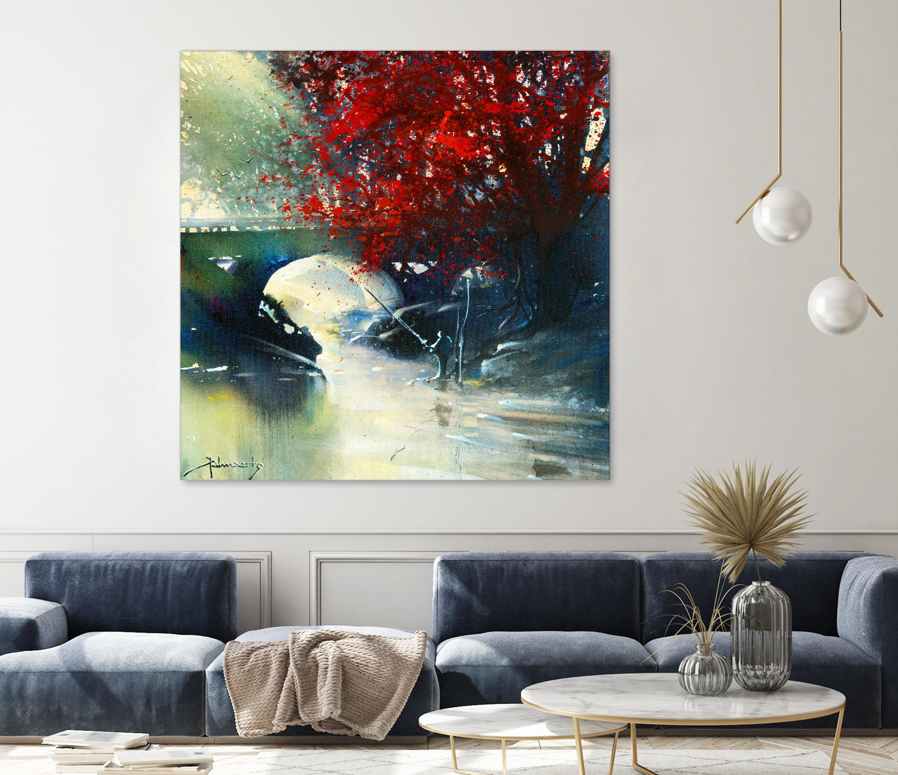 Voyage à 3 by Roland Palmaerts on GIANT ART - blue landscape